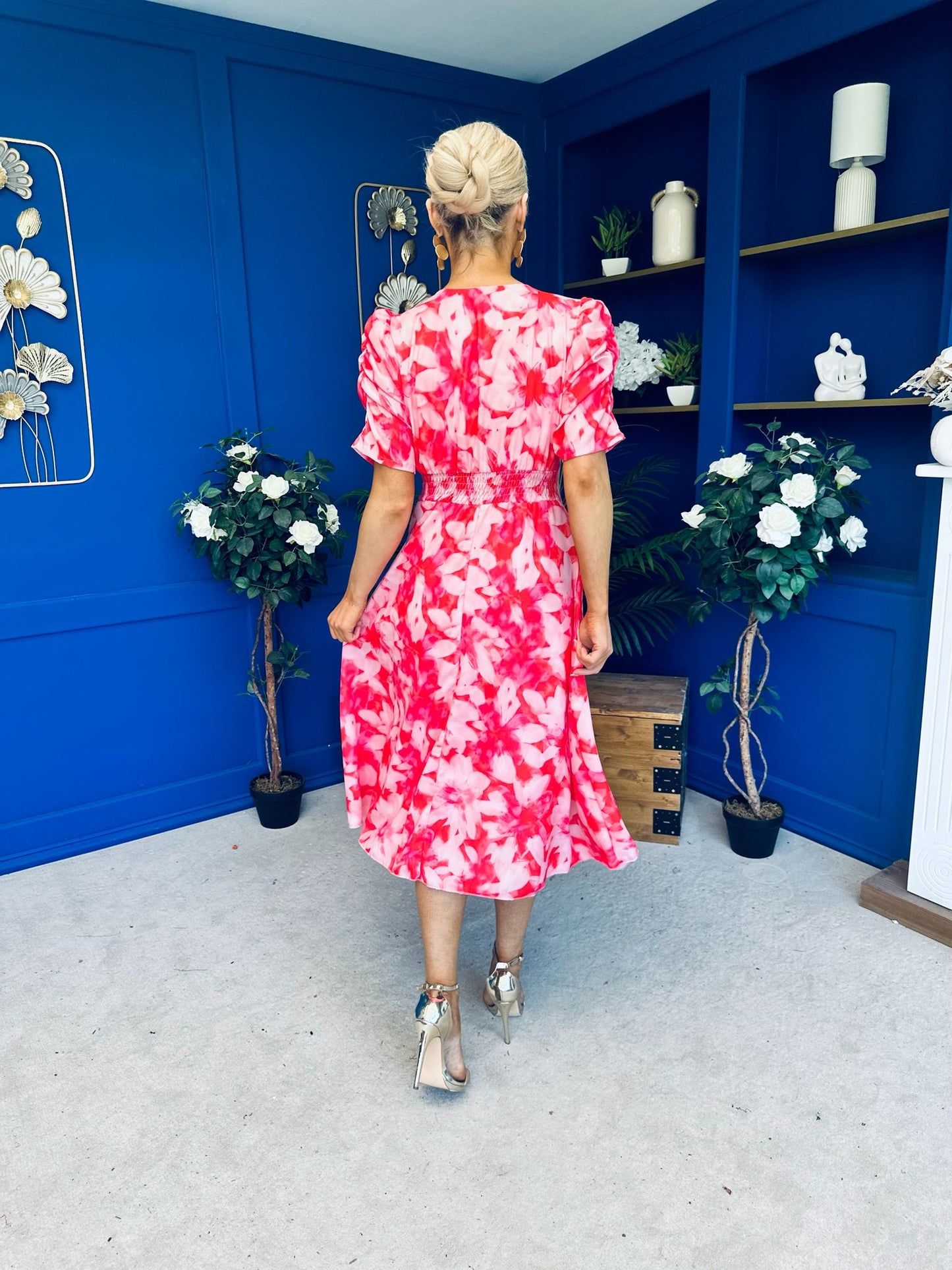 Dearbhla Banded Midi Dress Floral Coral
