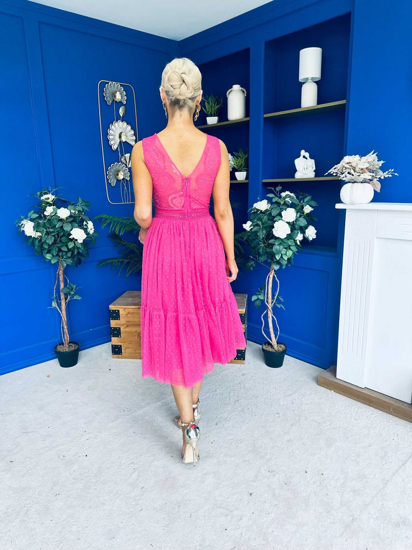 Kim Lace & Tulle Occasion Dress Fuchsia