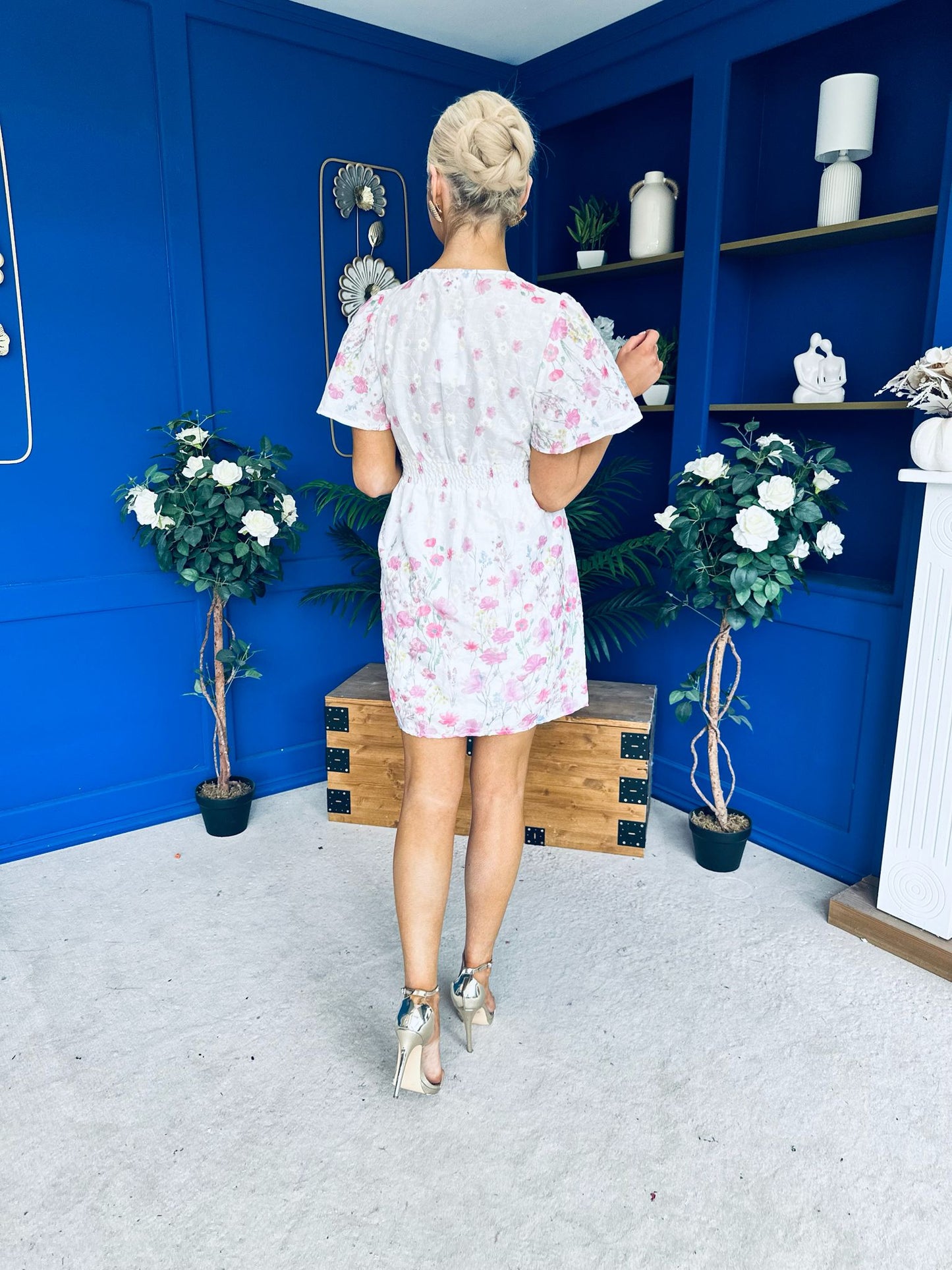 Alish Embroidered Mini Dress Floral White