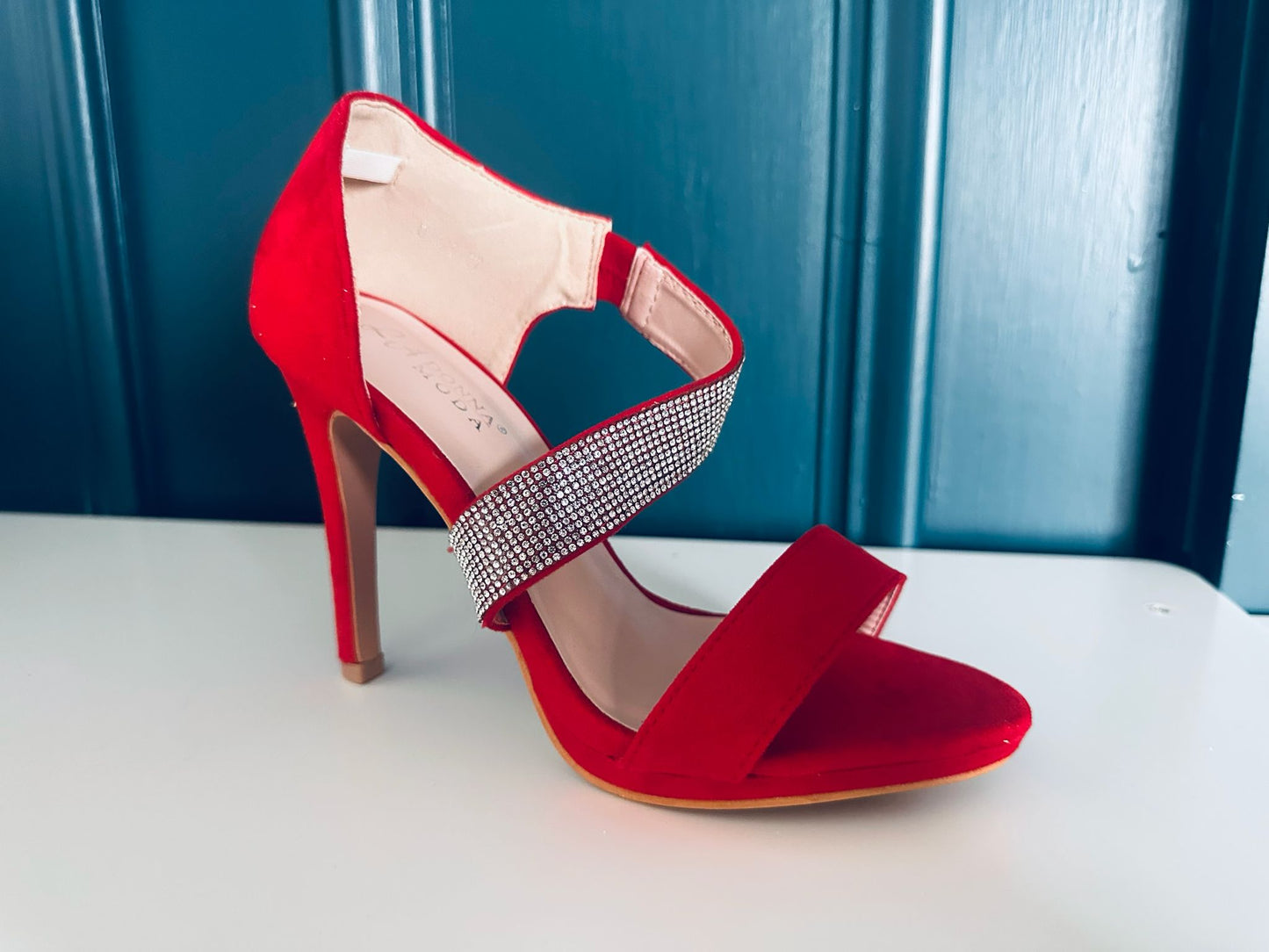Geri Embellished Heels Red