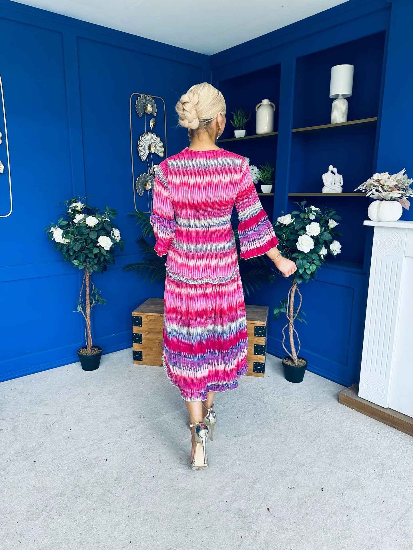 Hende Midi Dress Aztec Fuchsia