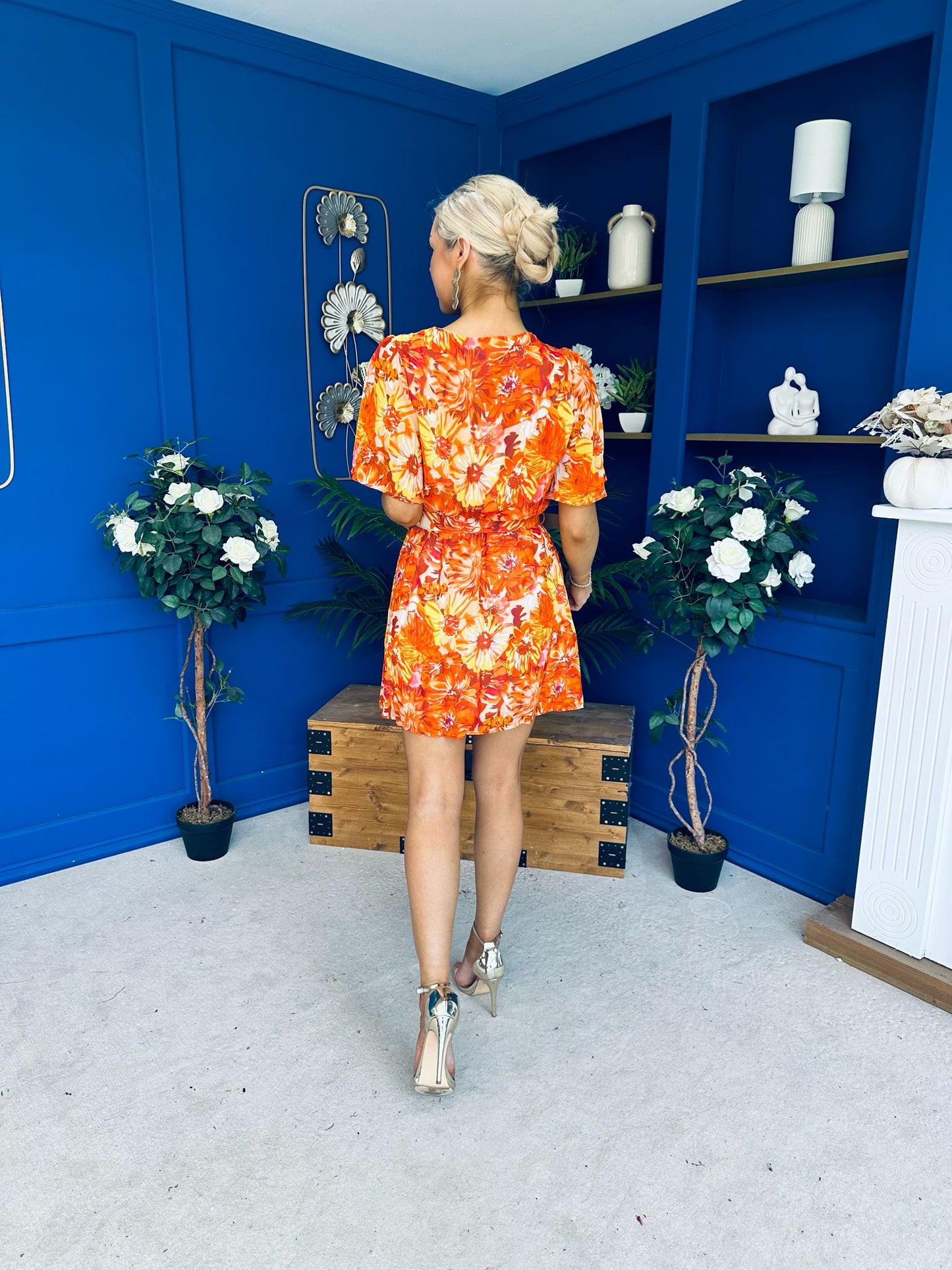 Ganis Belted Mini Dress Floral Amber