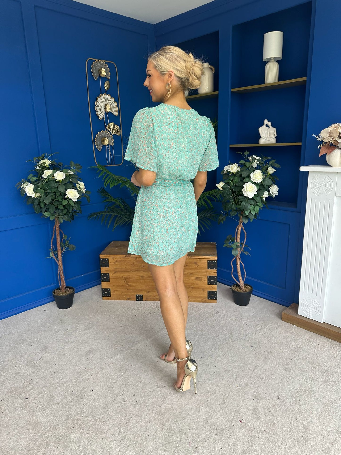 Triana Belted Mini Dress Floral Mint