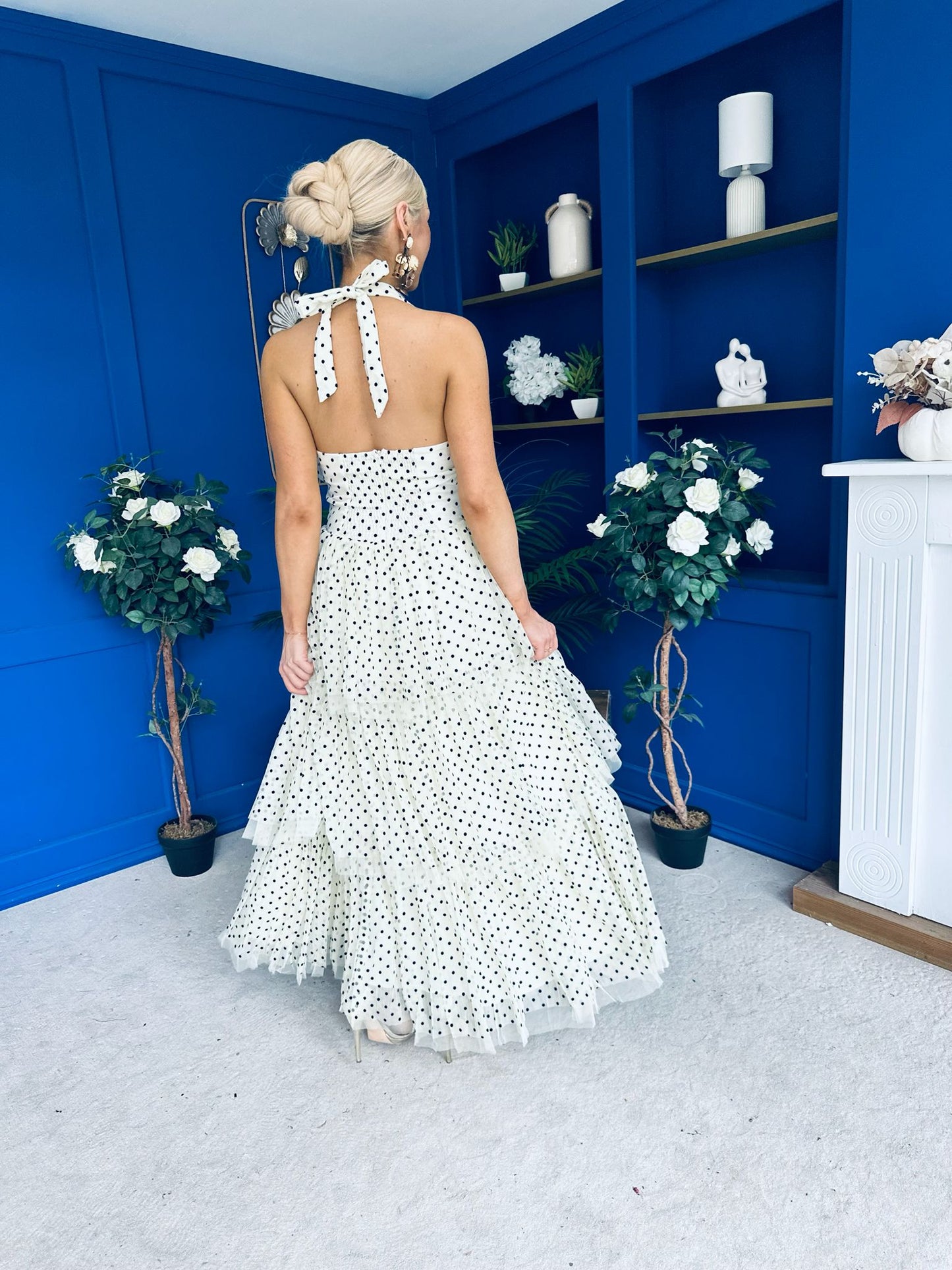 Melinda Layered Occasion Dress Polka Cream