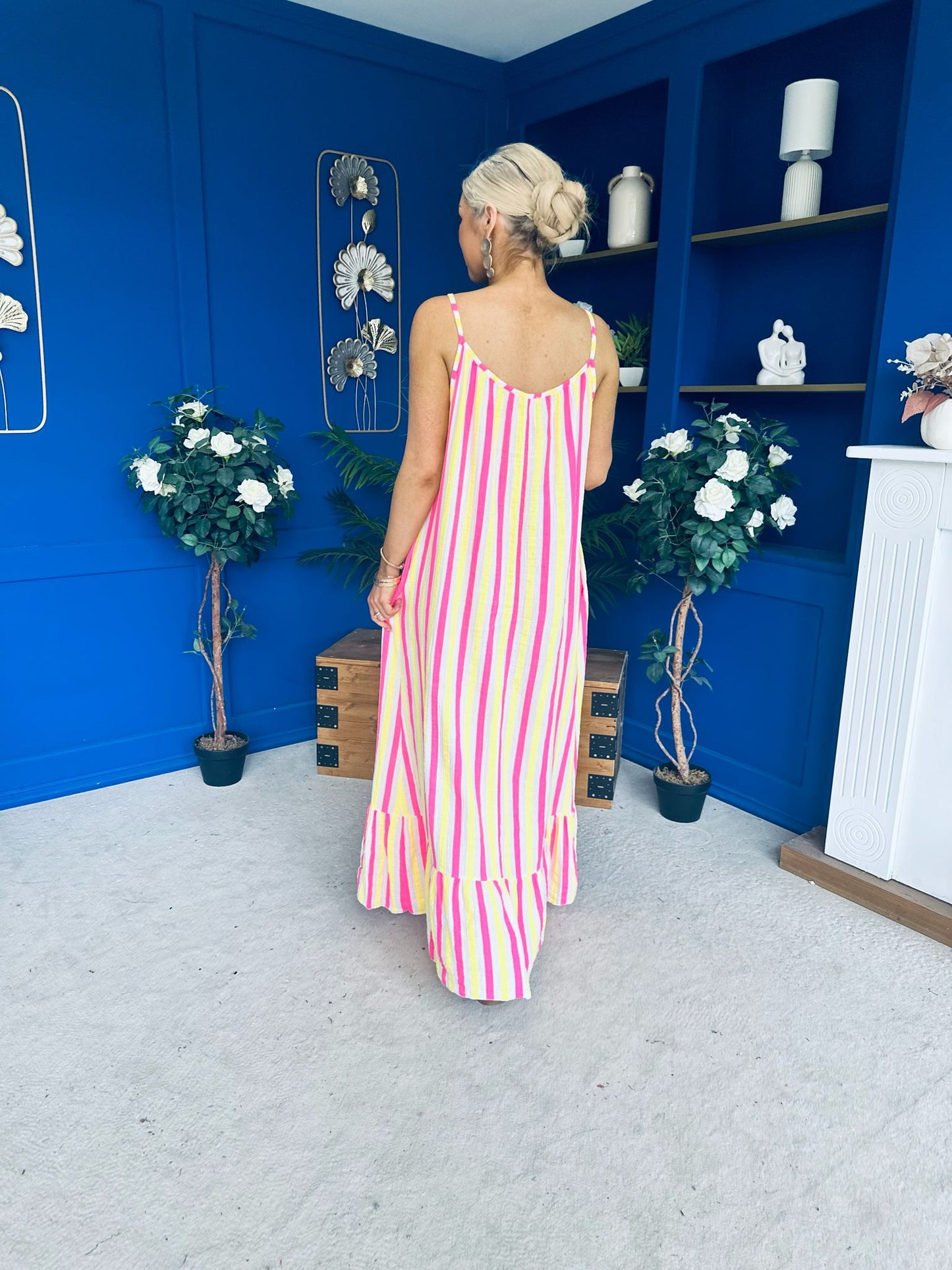 Fleur Striped Para Maxi Dress Dress Yellow