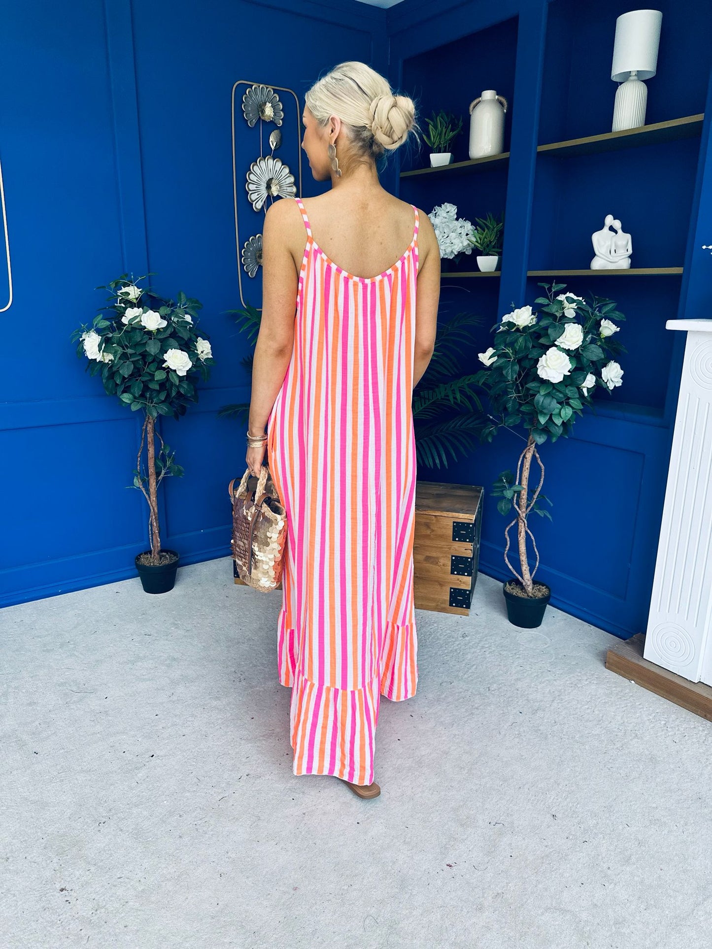 Fleur Striped Para Maxi Dress Dress Orange