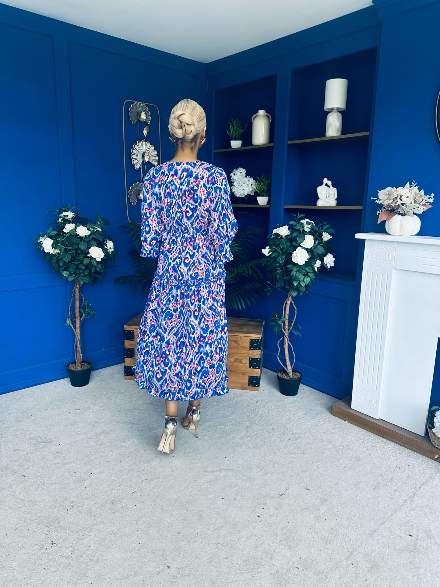 Lorisa Midi Dress Geo Blue