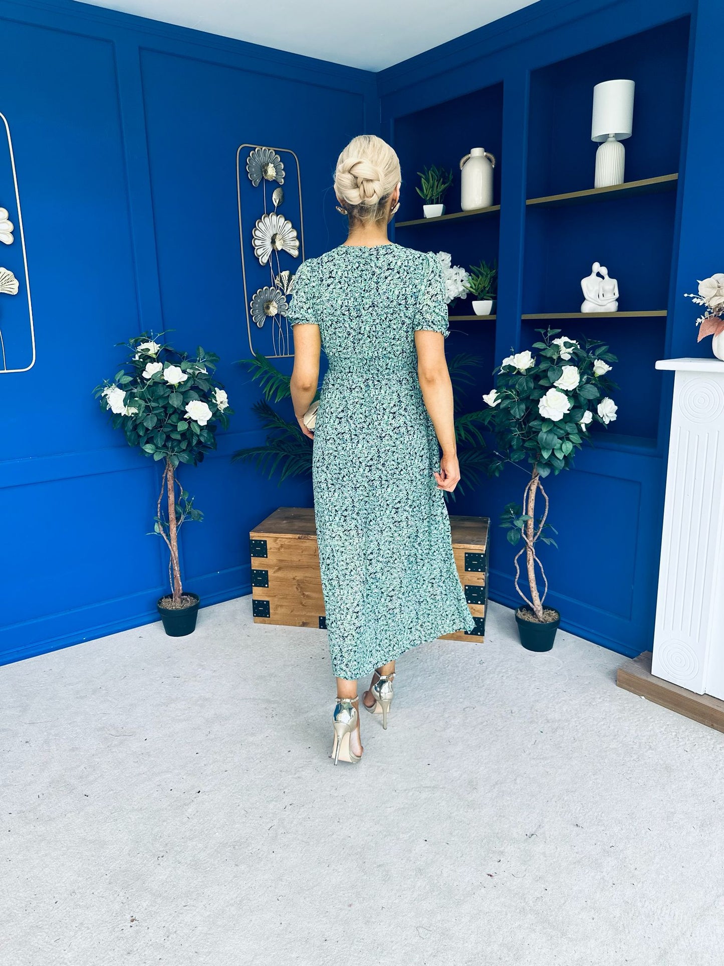 Malori Midi Dress Floral Green