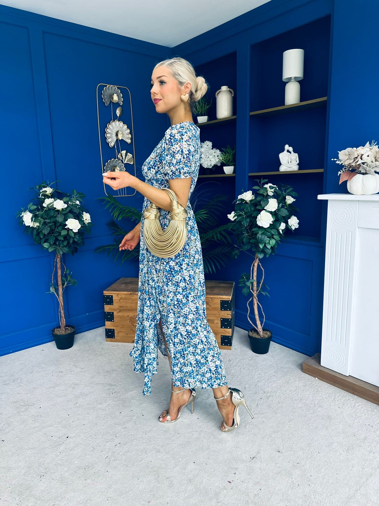 Malori Midi Dress Floral Blue