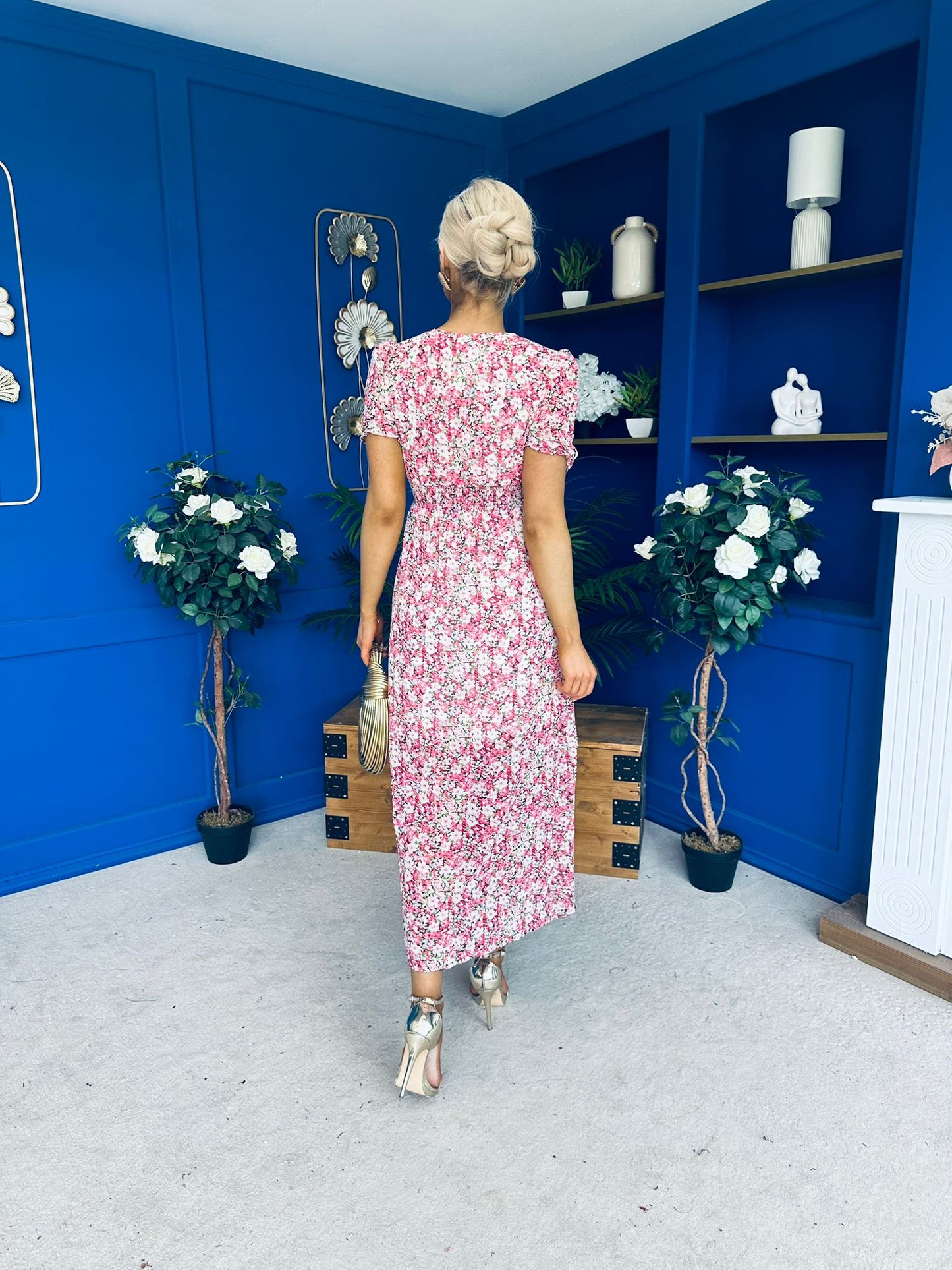Malori Midi Dress Floral Pink