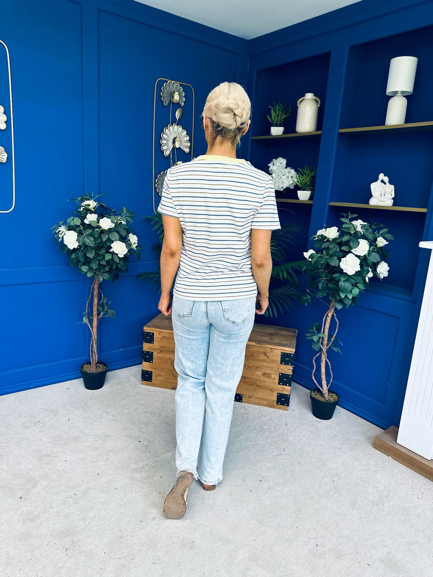 Poppi Casual Striped T-Shirt Blue