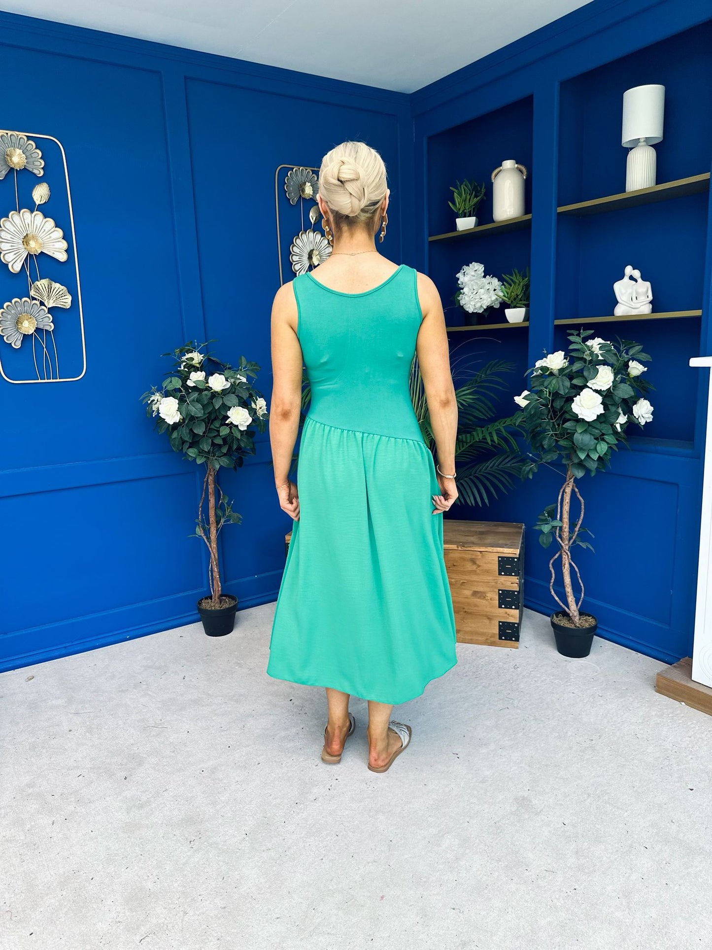 Amanda Detailed Midi Dress Emerald
