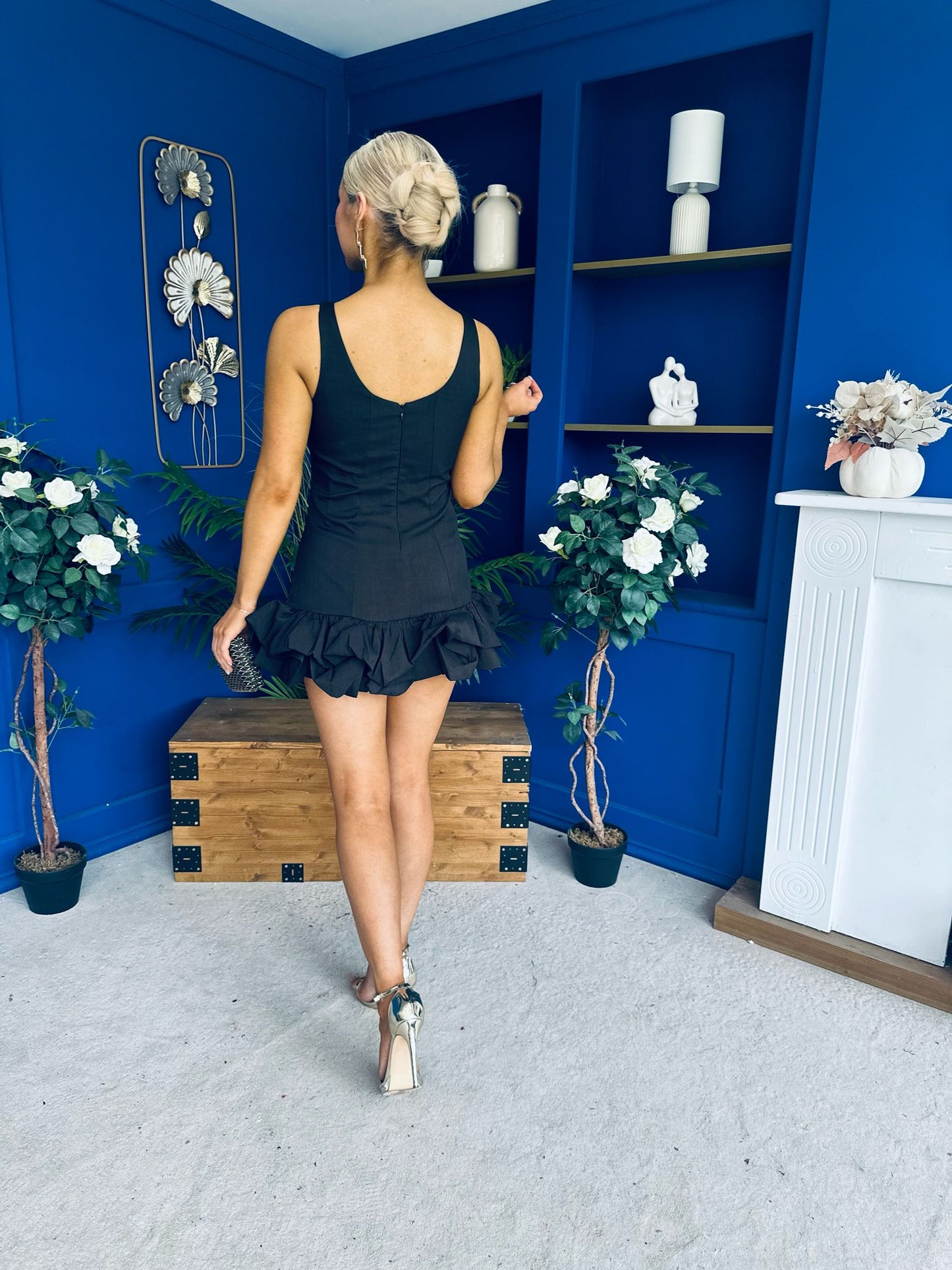 Anastasia Hem Detail Mini Dress Black