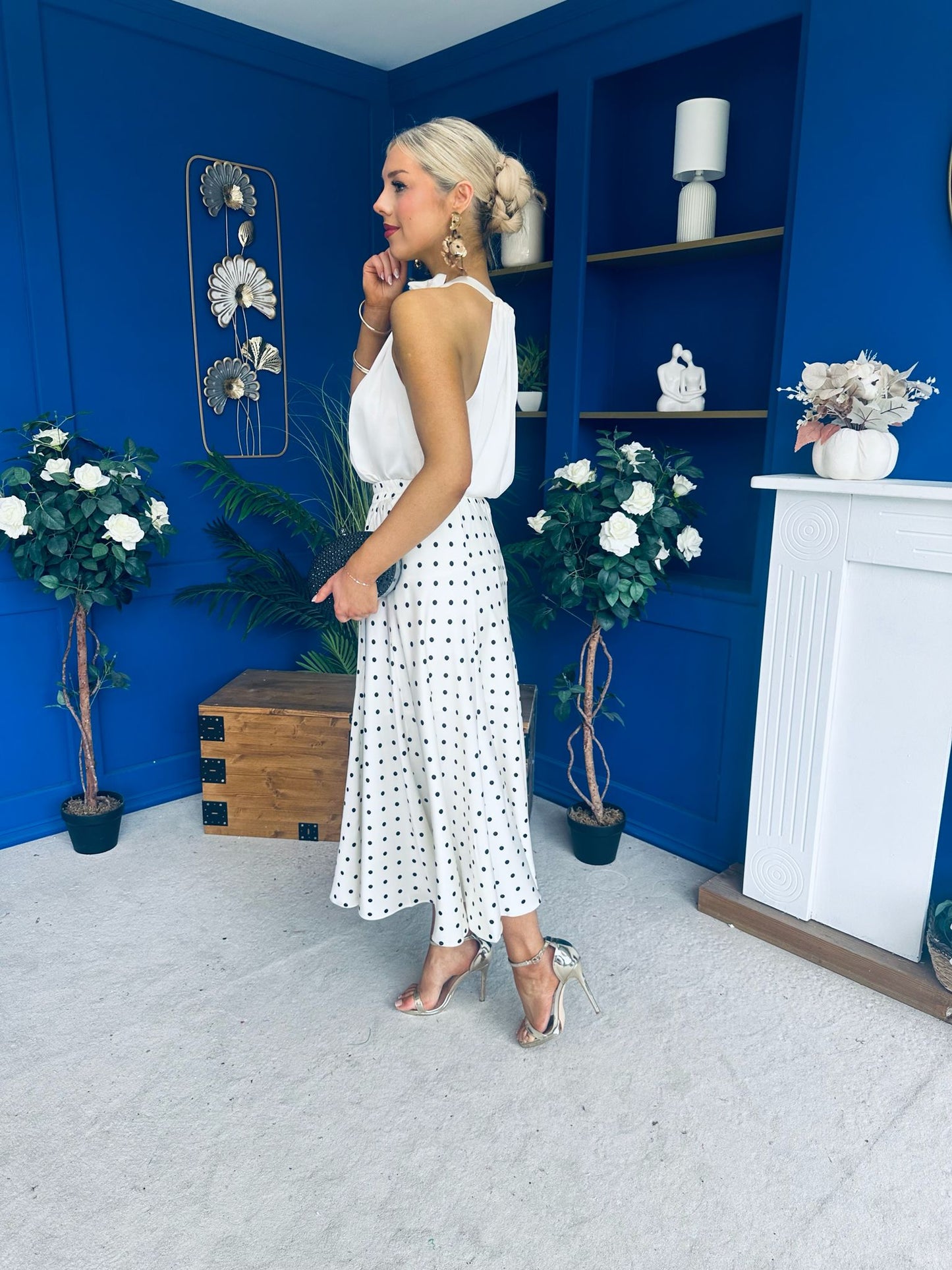Peyton Halterneck Satin Top Cream