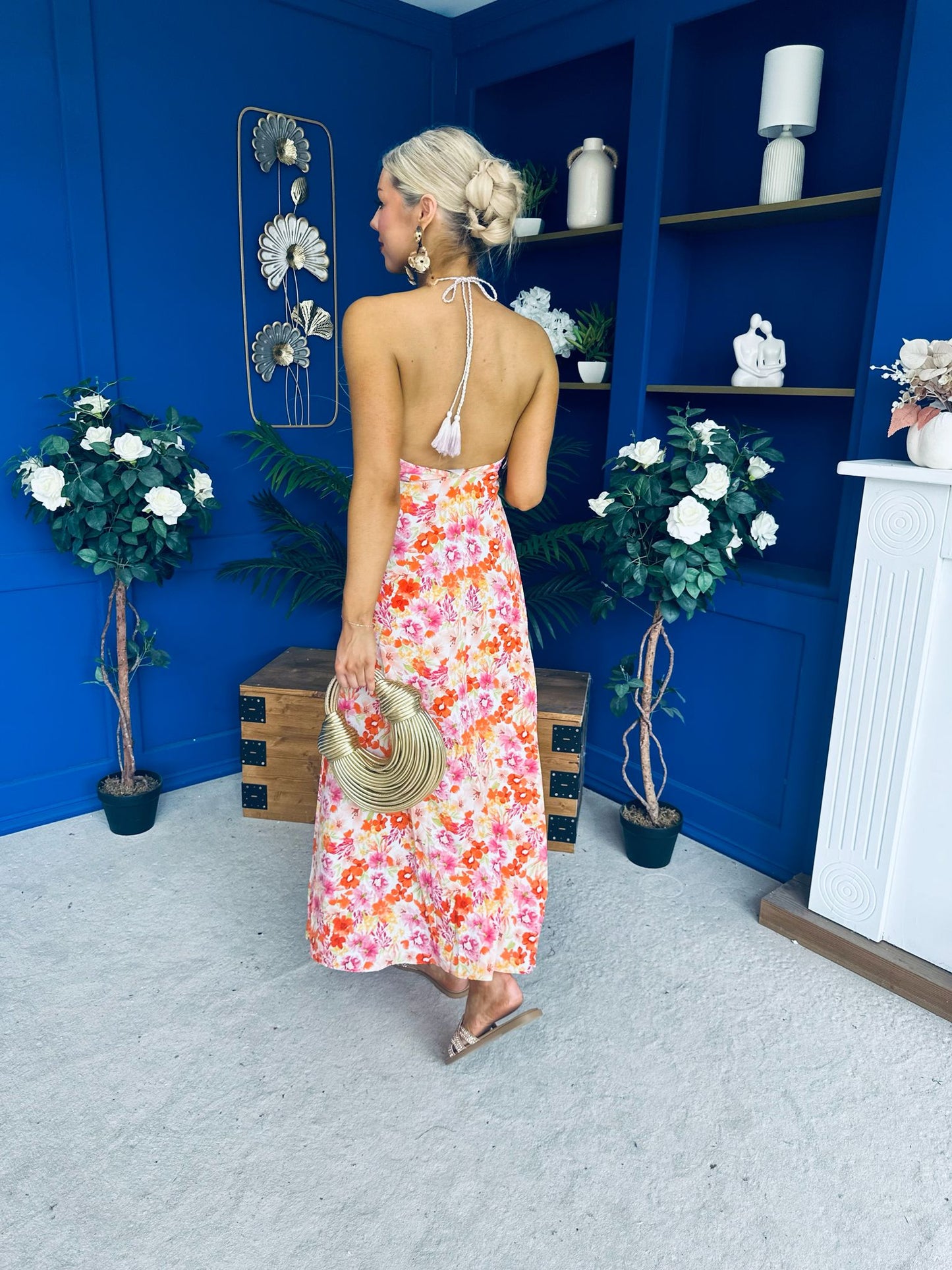 Gane Midi Dress Floral Coral