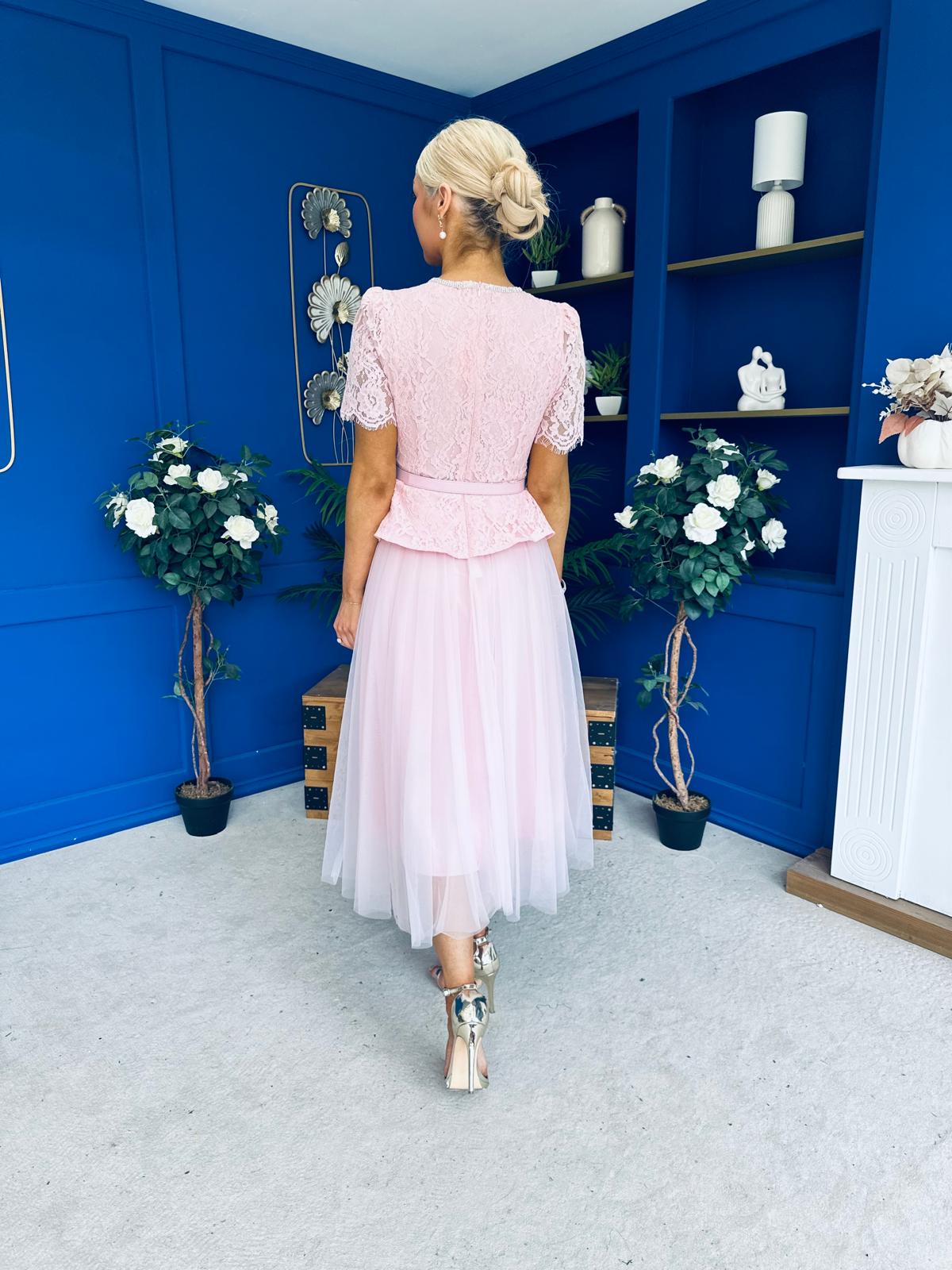 Catherine Lace & Tulle Occasion Dress Pink