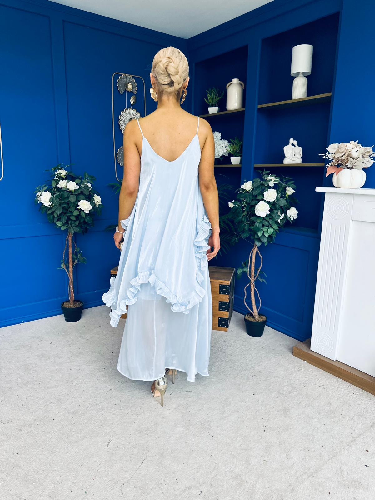 Frida Drap Detail Occasion Dress Blue