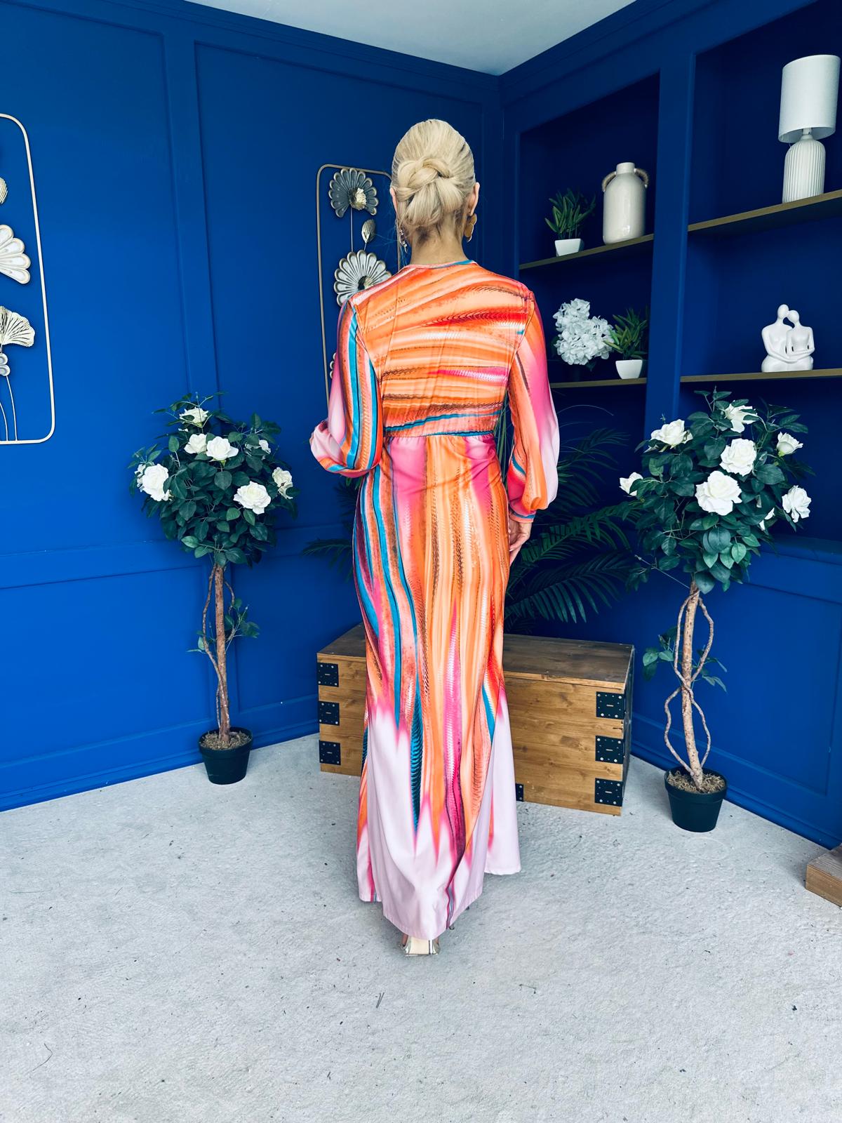 Catriona Plunge Neck Drape Detail Maxi Dress Blush