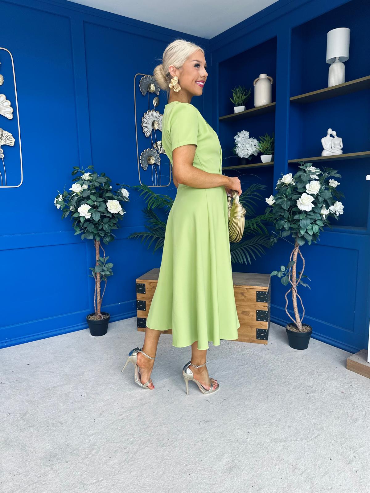Meghan Bow Detail Midi Dress Green