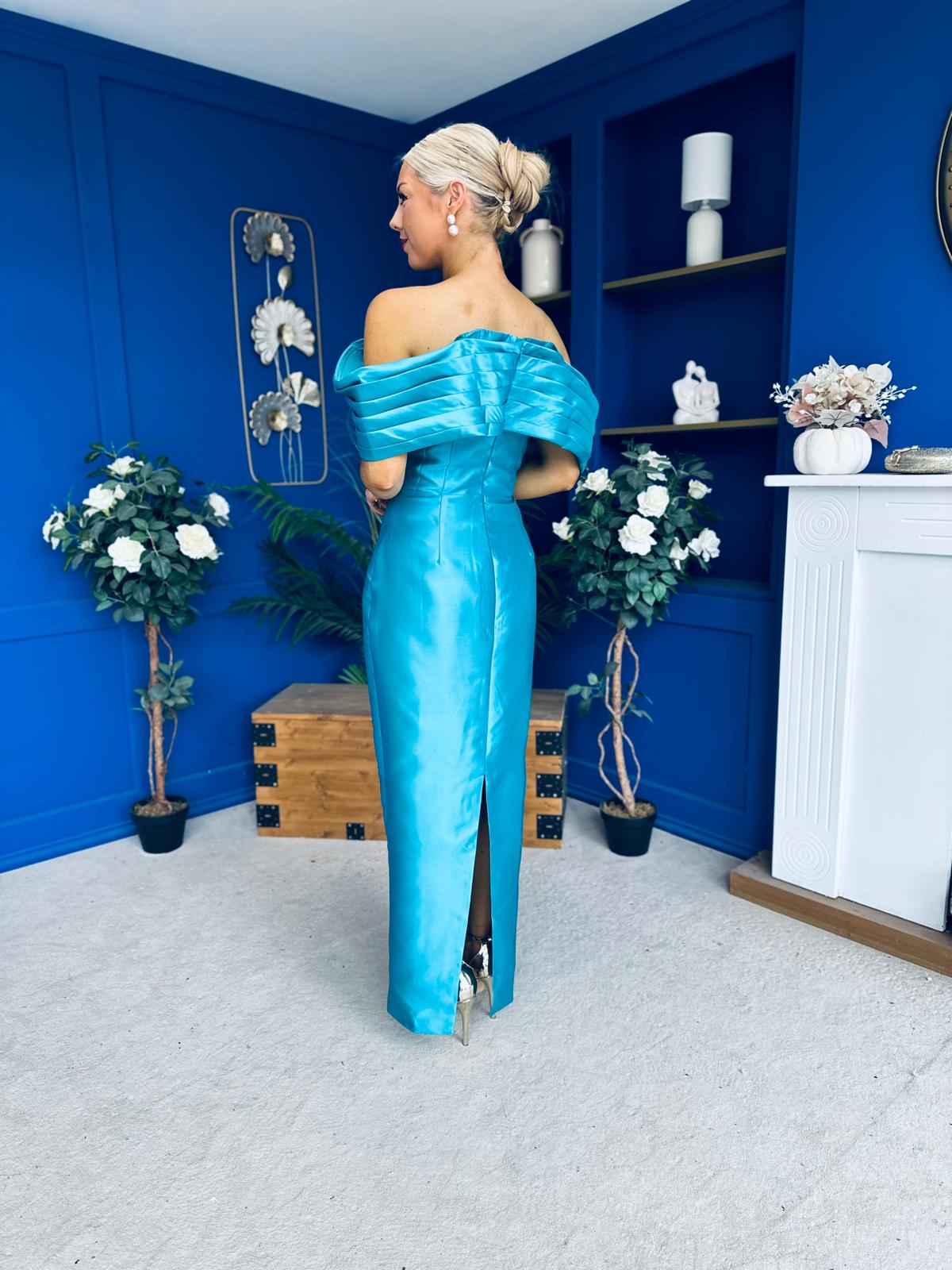 Elizabeth Bardot Occasion Dress Turquoise