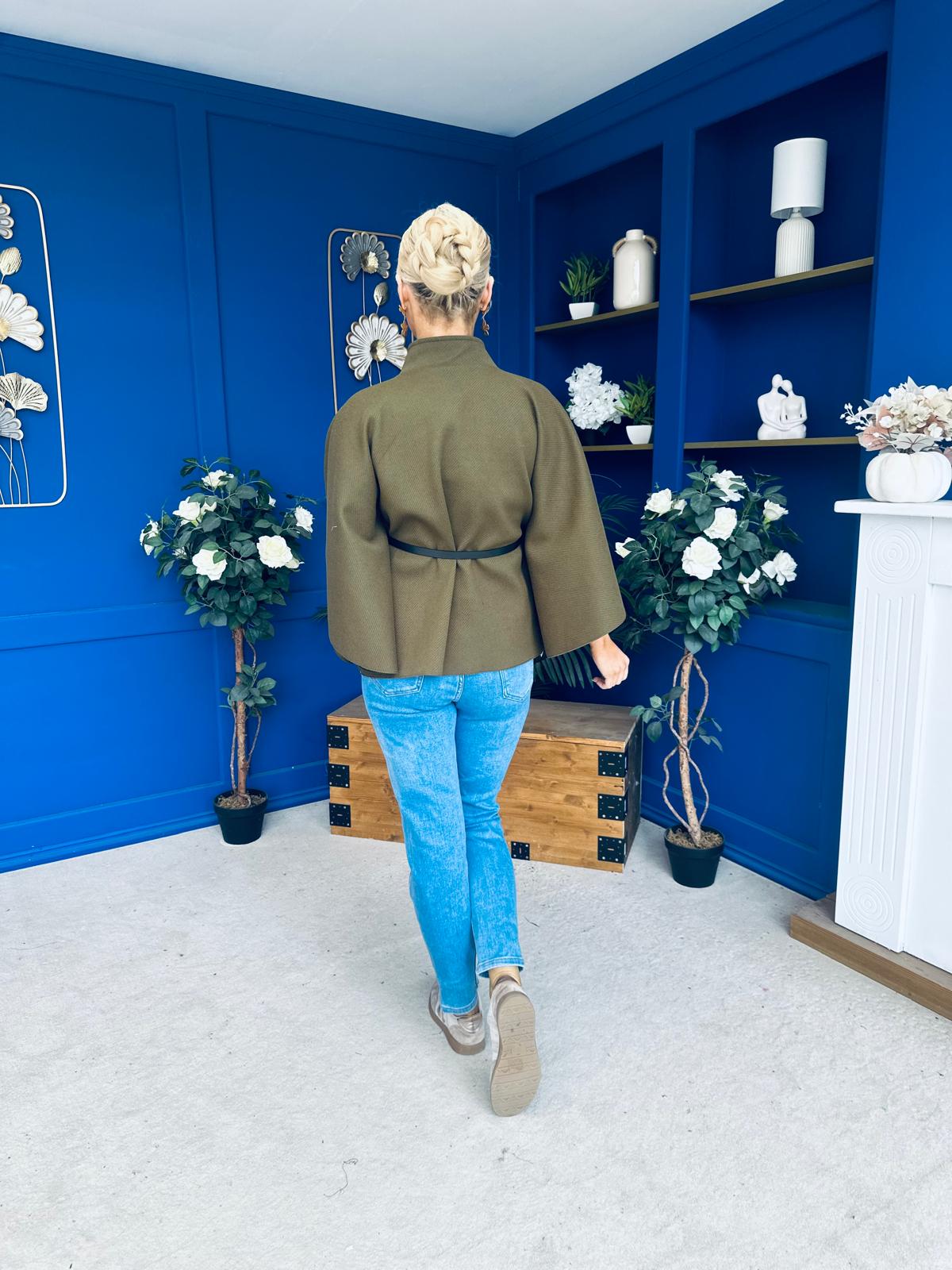 Ruth Belted Cape Khaki