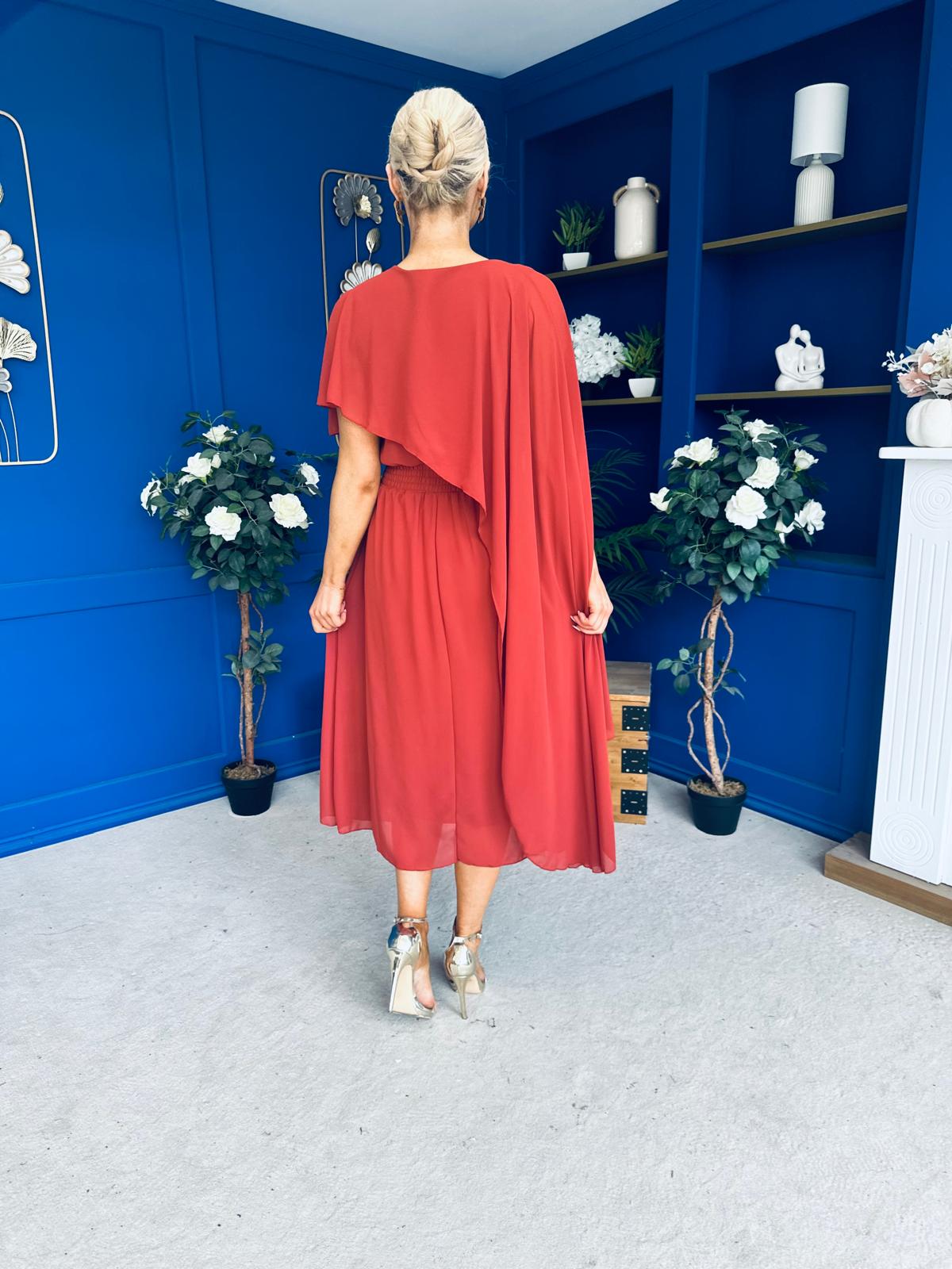 Caoimhe Cape Detail Midi Dress Autumn