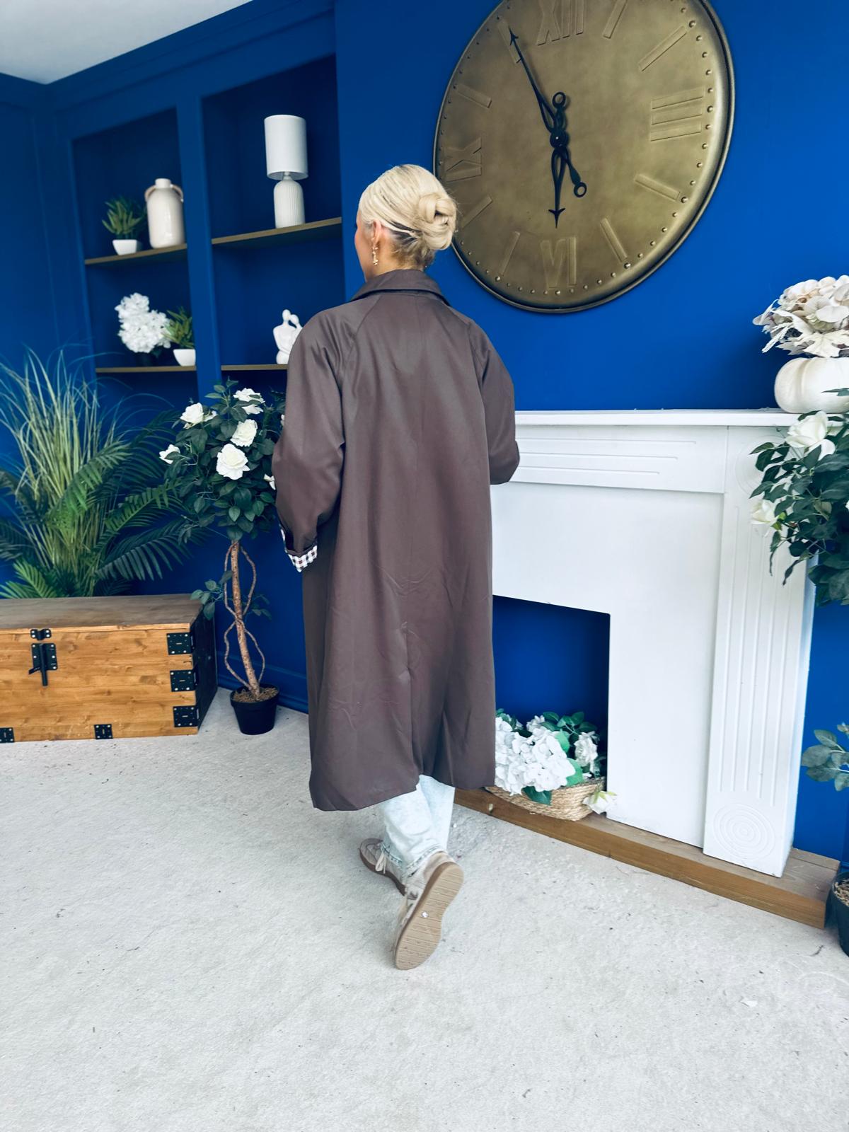 Juliette Button Detail Trench Coat Chocolate
