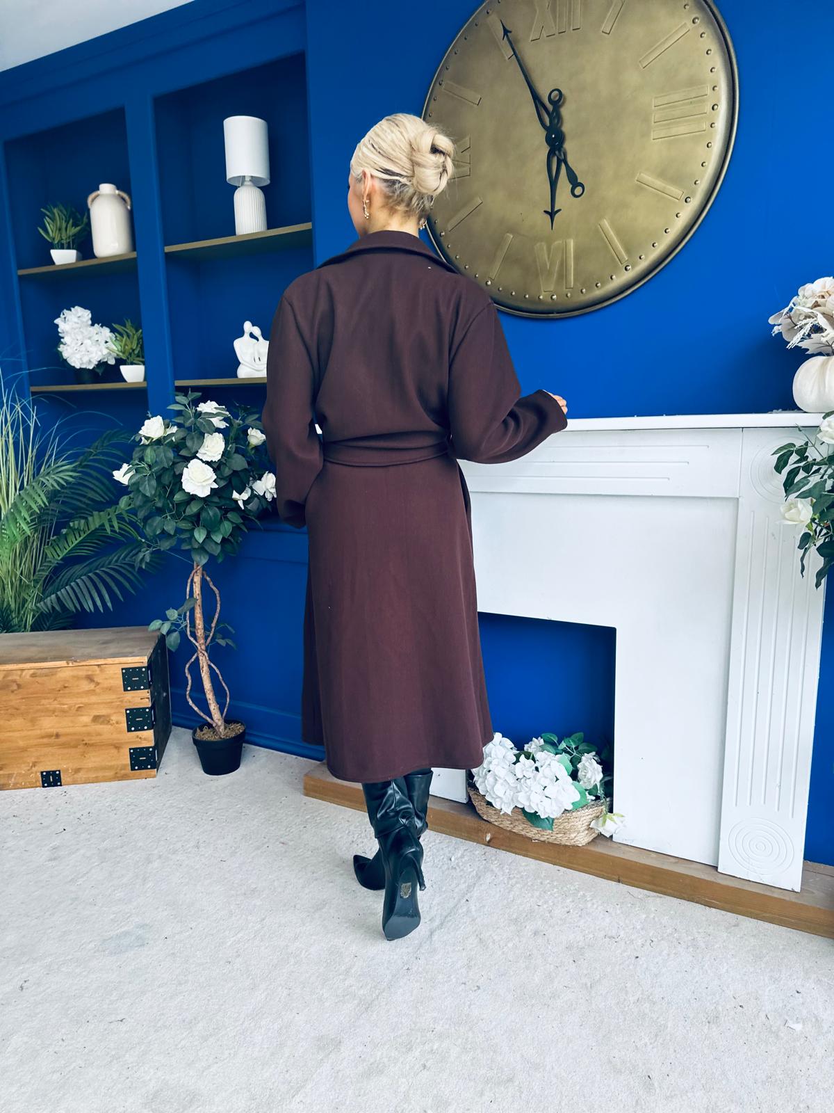 Claudia Detailed Trench Coat Chocolate