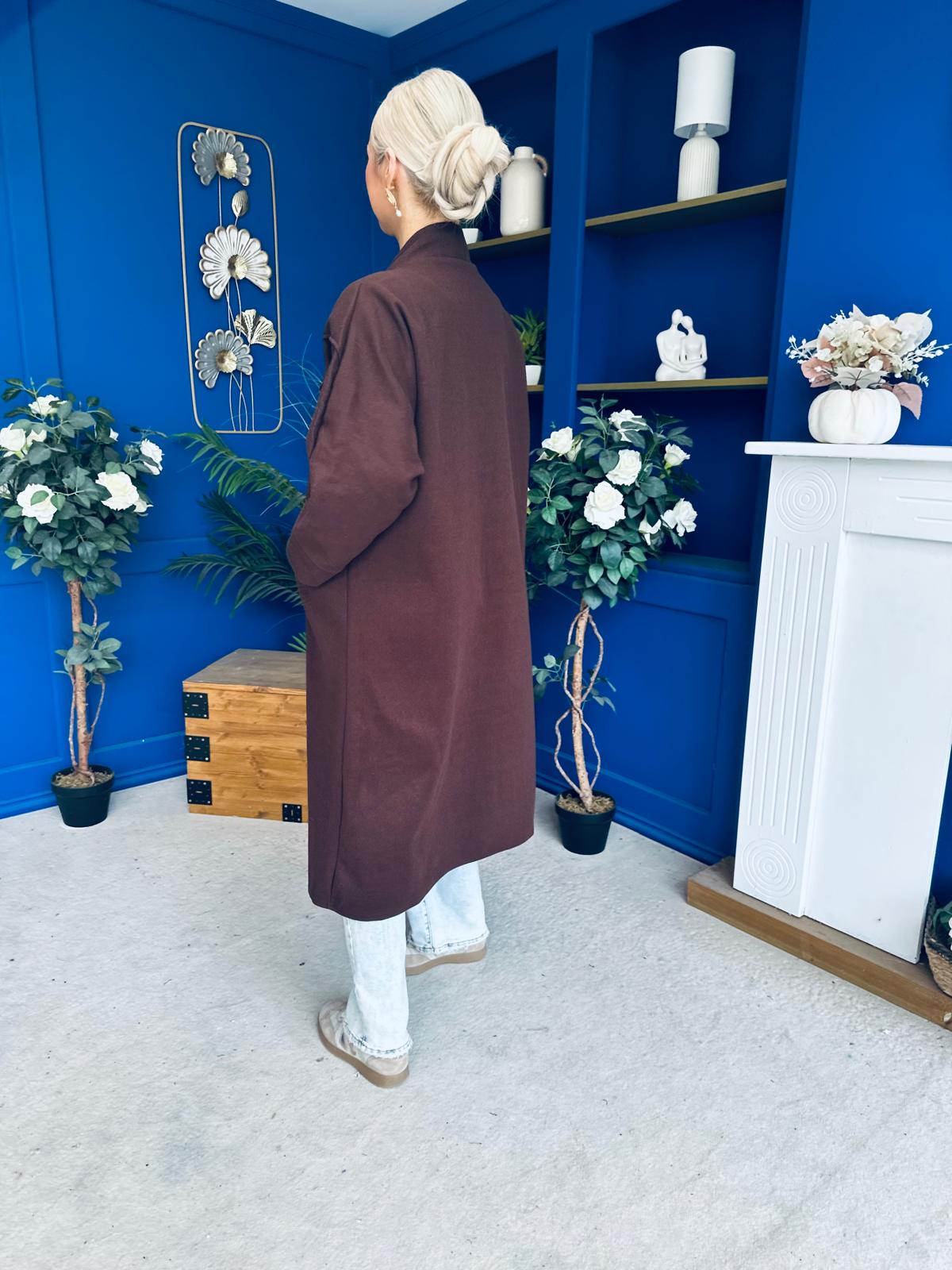 Avril Detailed Longline Cardi Chocolate