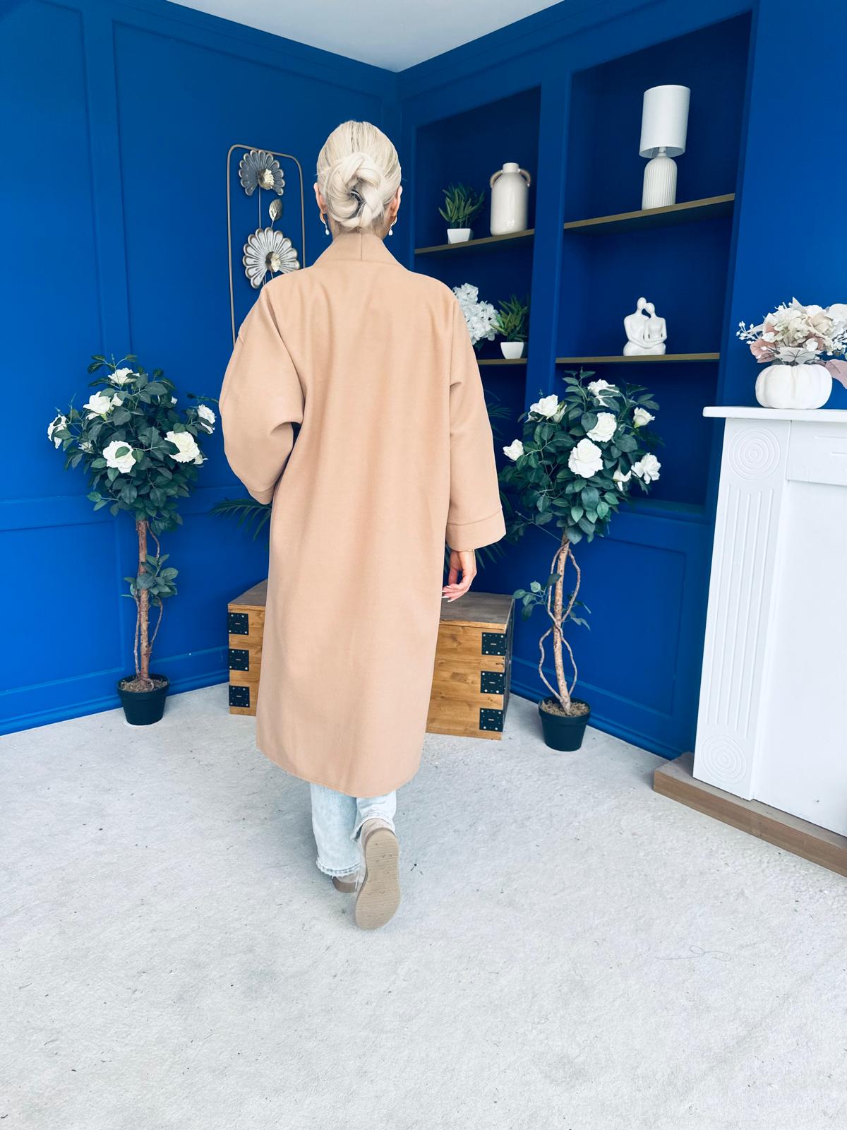 Avril Detailed Longline Cardi Beige