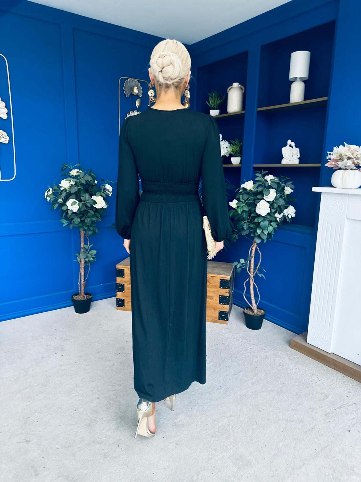 Phoebe Banded Occasion Maxi Dress Black