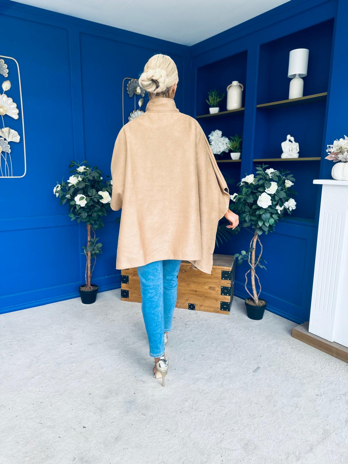 Rachel Toggle & Rope Poncho Camel