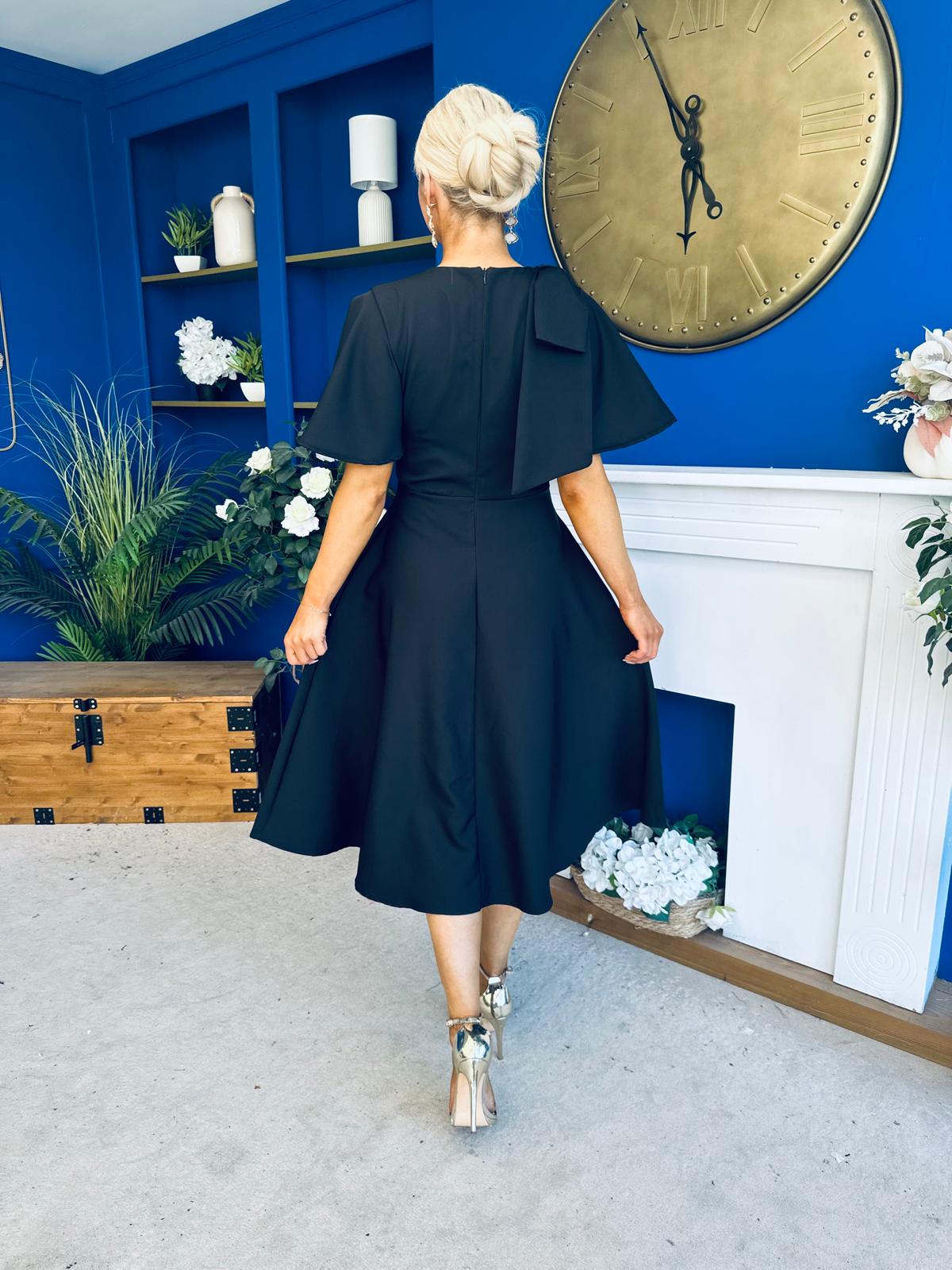 Siofra Bow Detail Midi Dress Black