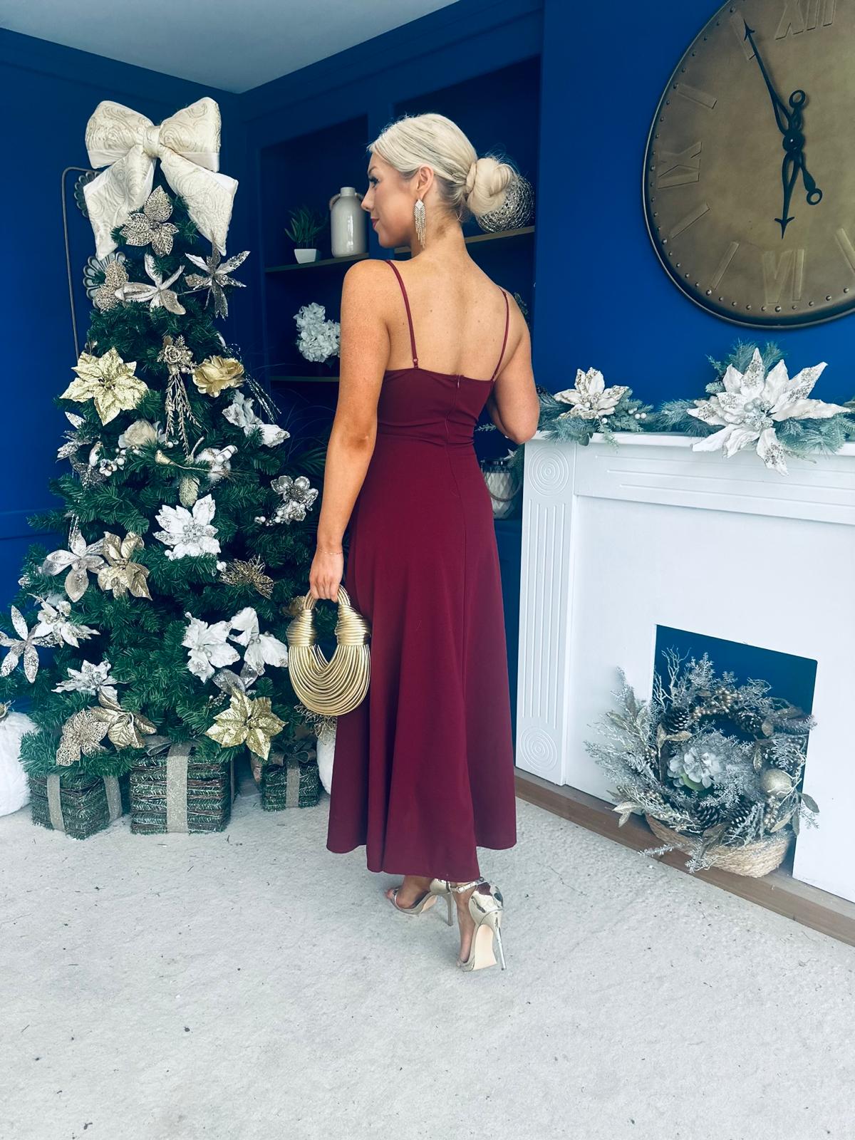 Harlow Strappy Occasion Dress Wine