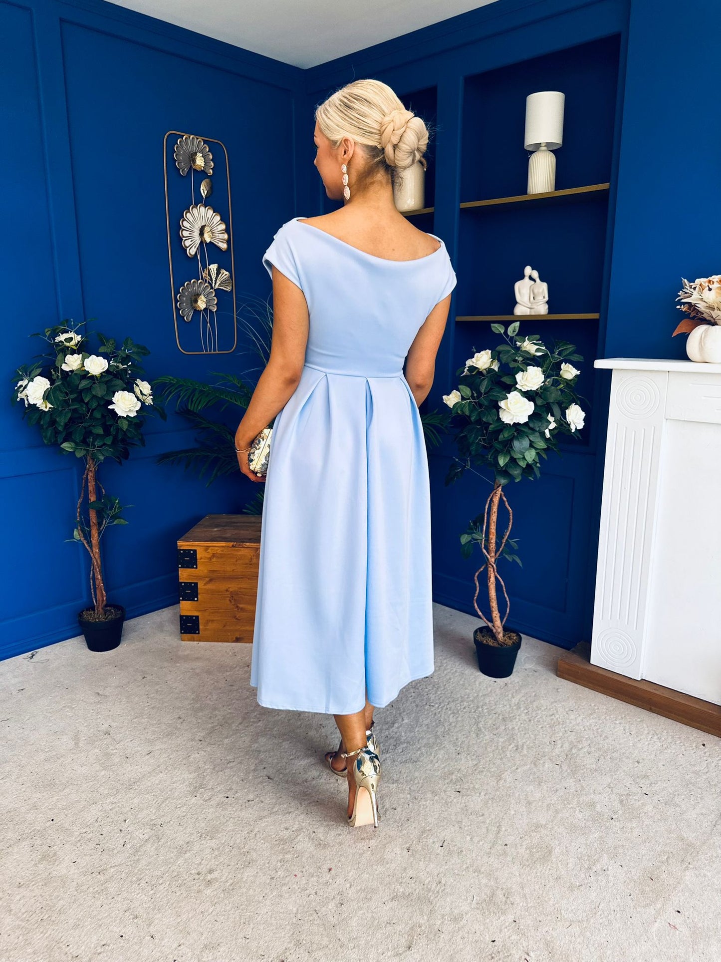 Breffy Asymmetric Neckline Skater Midi Pwr