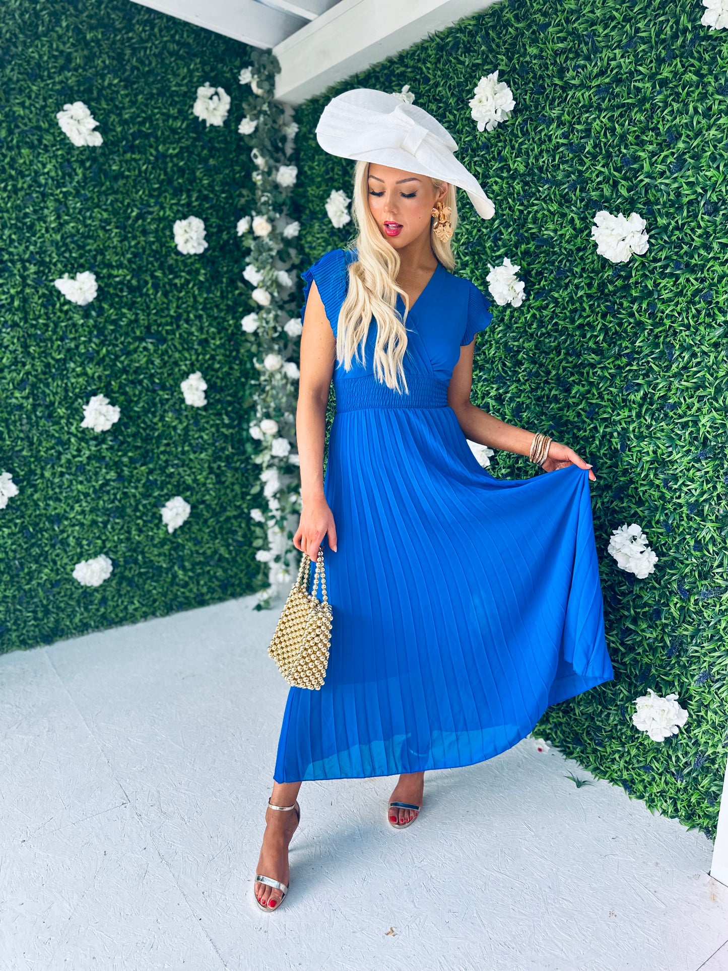 Ciava Frill Detail Midi Dress Royal