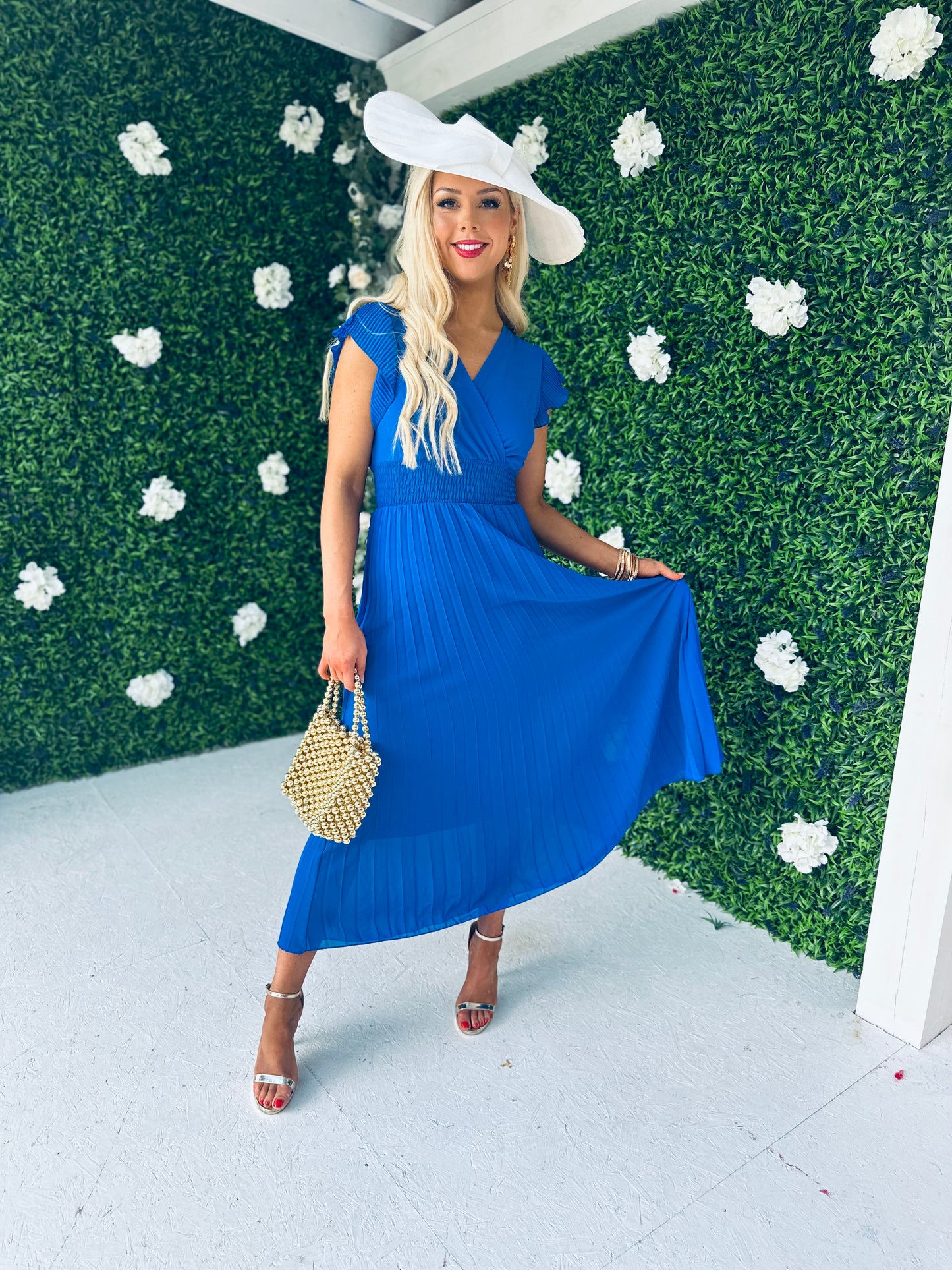 Ciava Frill Detail Midi Dress Royal