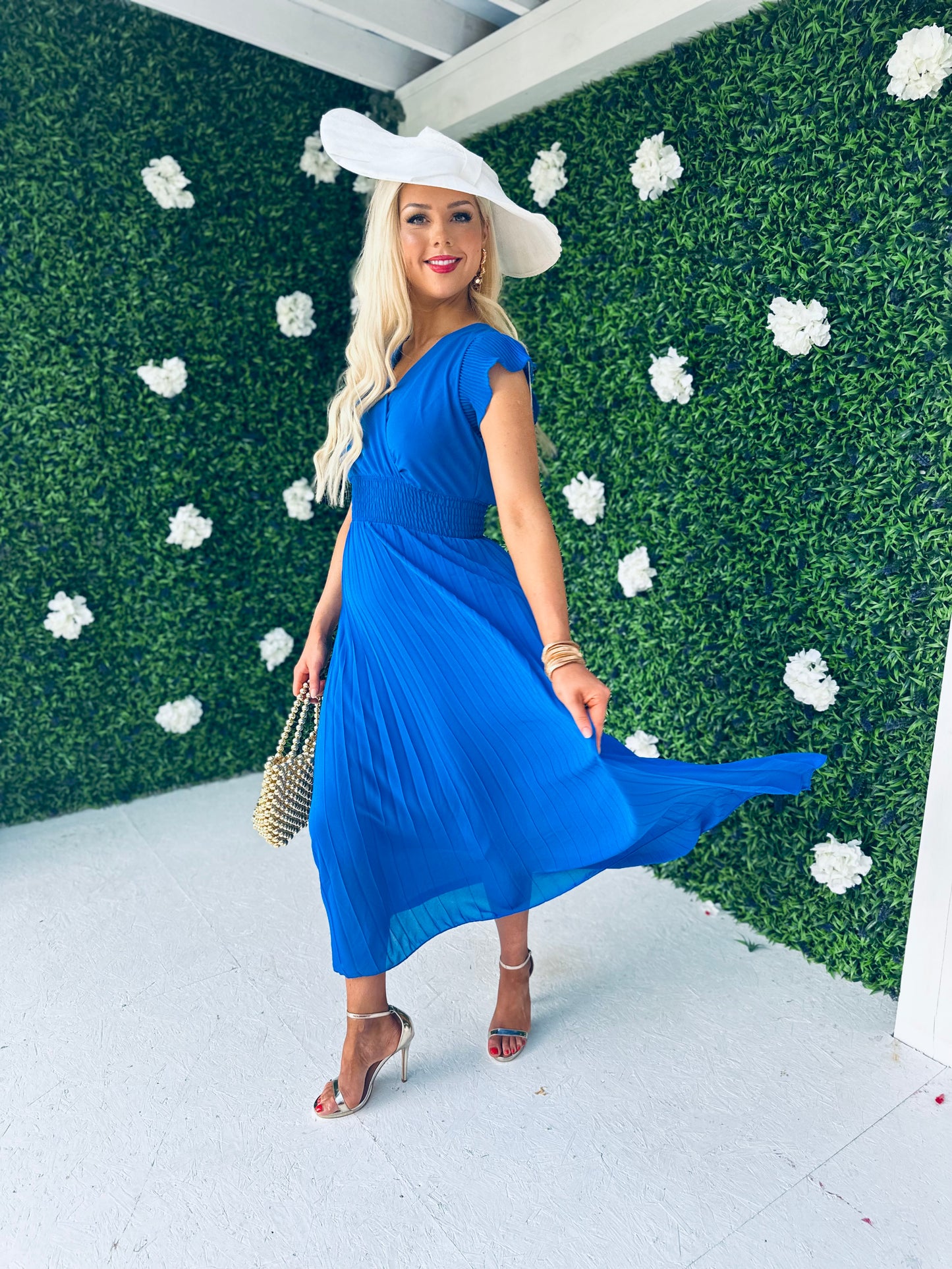 Ciava Frill Detail Midi Dress Royal