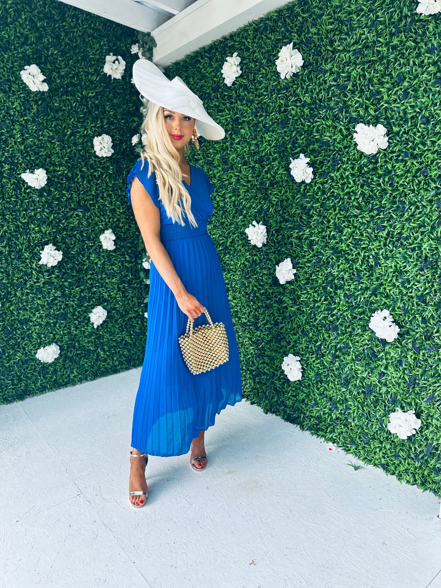 Ciava Frill Detail Midi Dress Royal