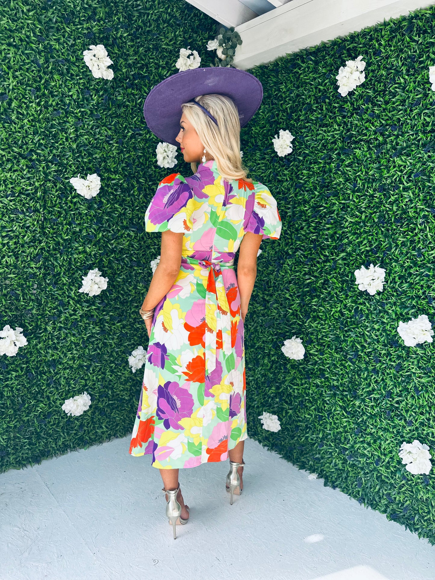 Lilith Puff Sleeve Midi Dress Multi Floral