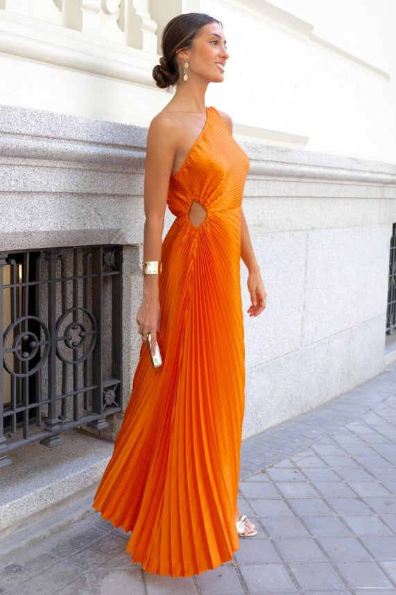 Alissa Pleat Dress Orange