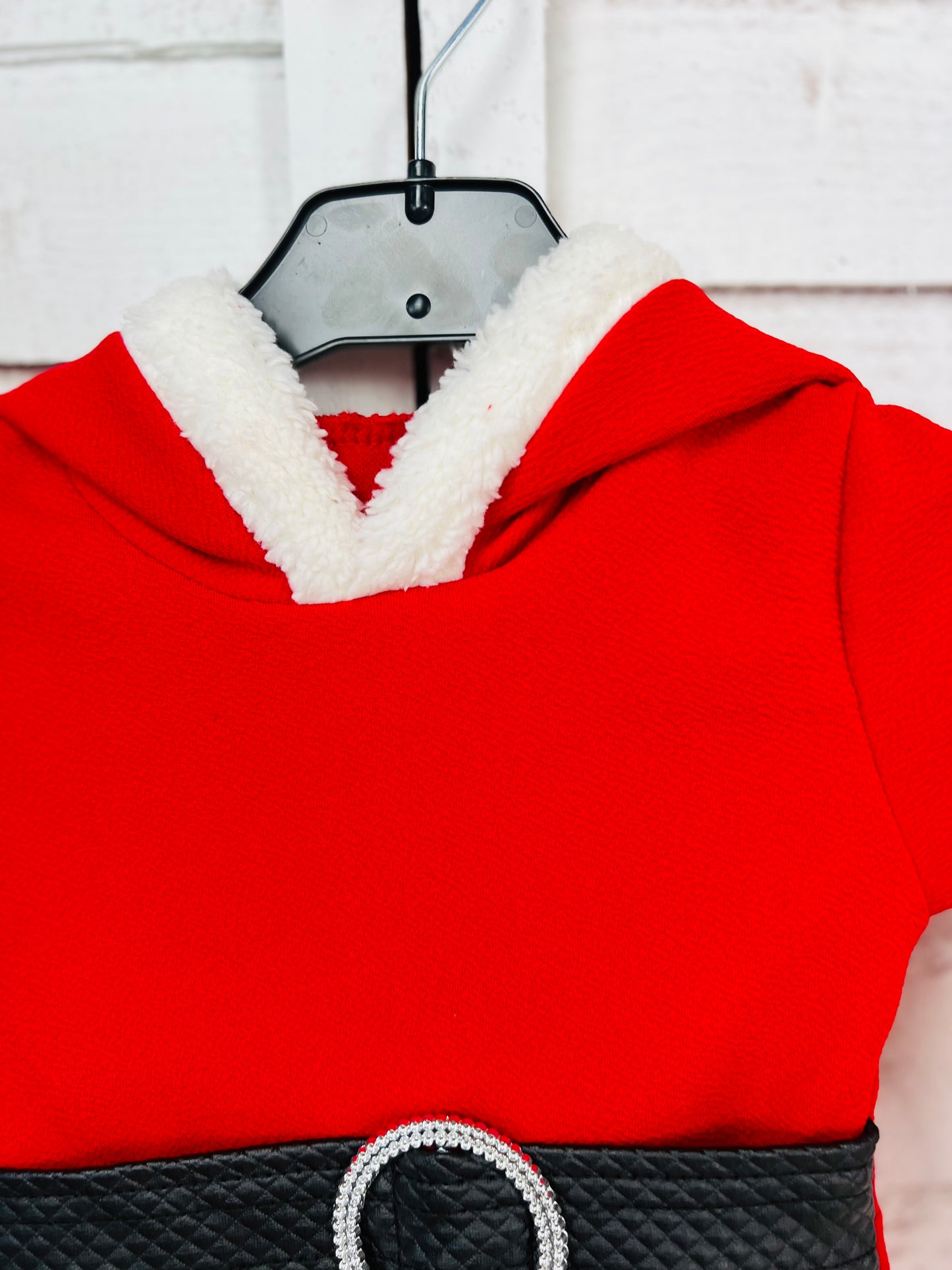 Girls Santa Dress with snowflake trim