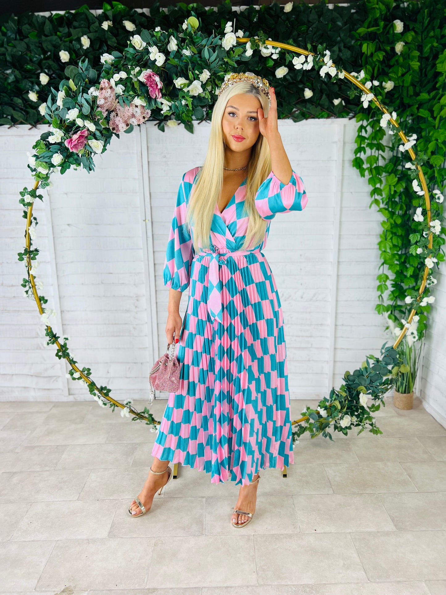 Sonika Dress Pink/Cyan