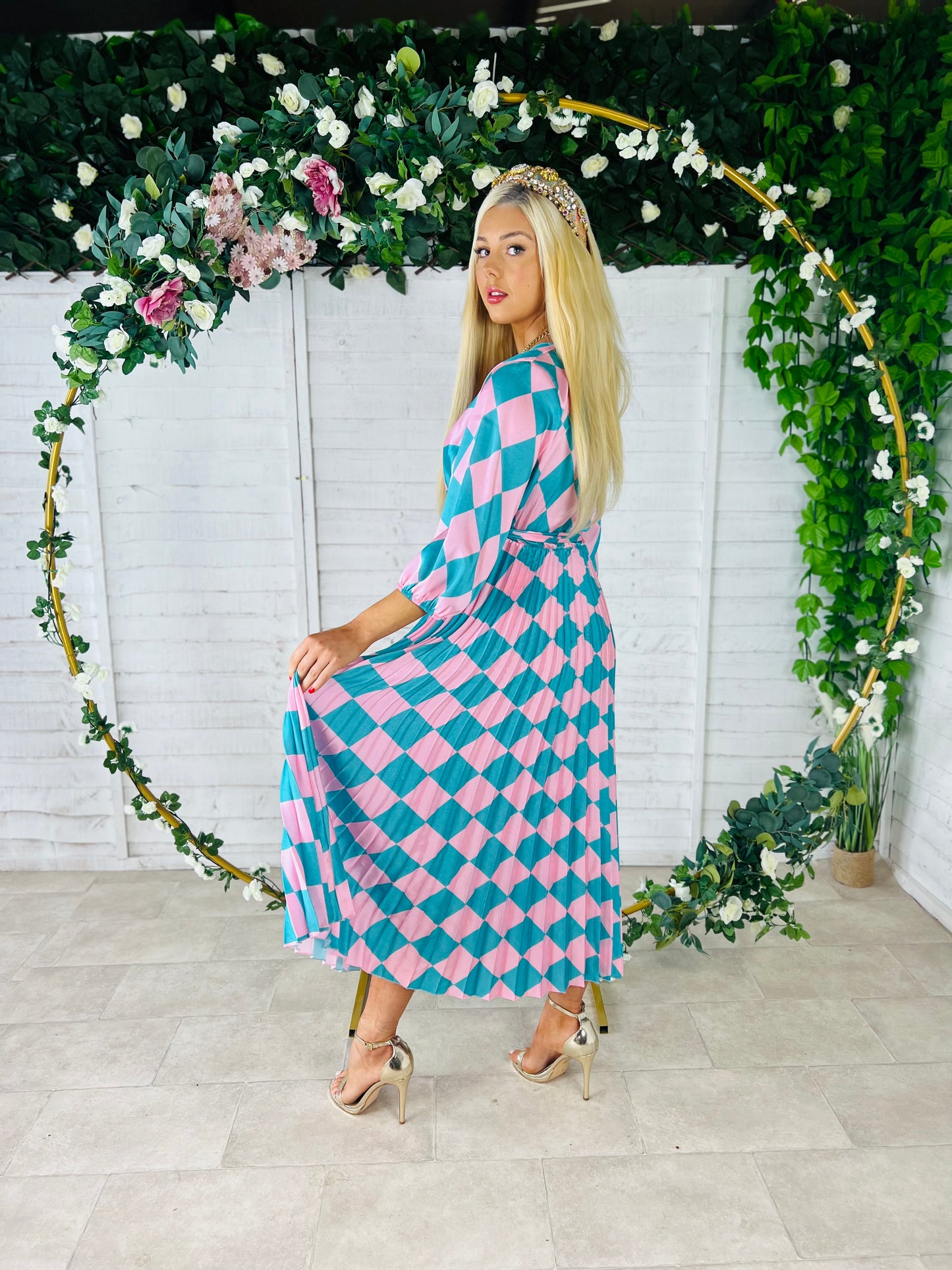 Sonika Dress Pink/Cyan
