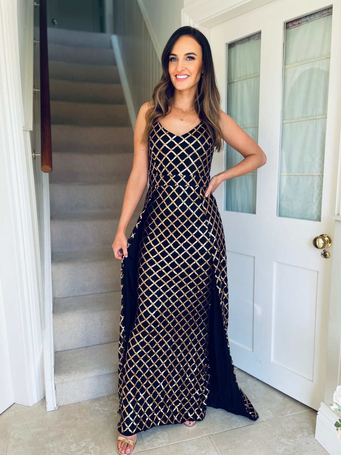Una Dress Black & Gold