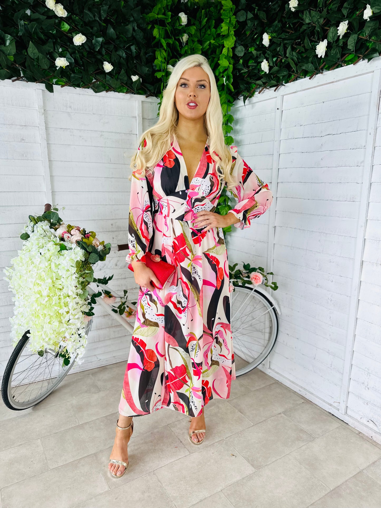 Dom Floral Print Midi Dress
