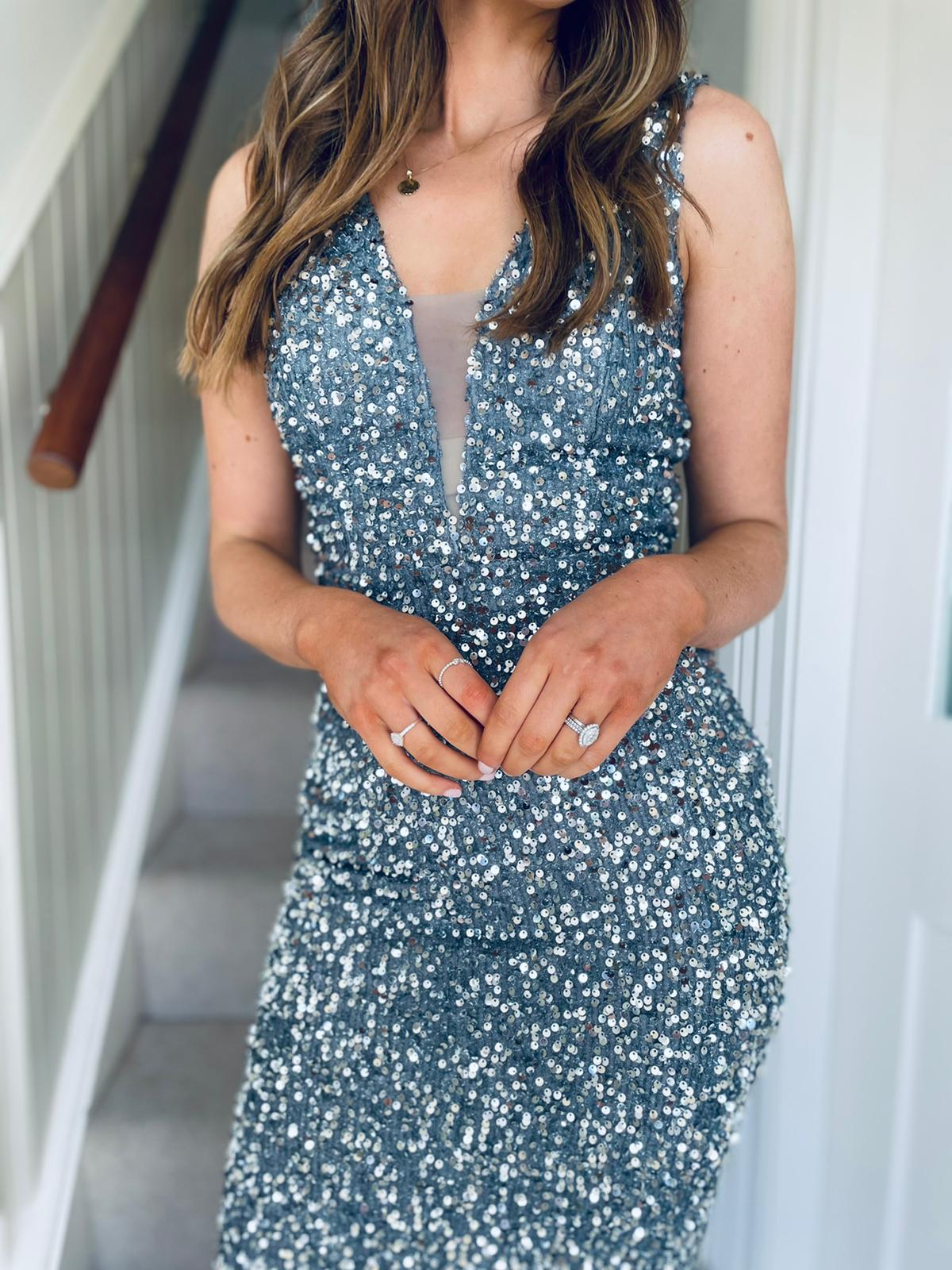 Traci Sequin Dress Pewter
