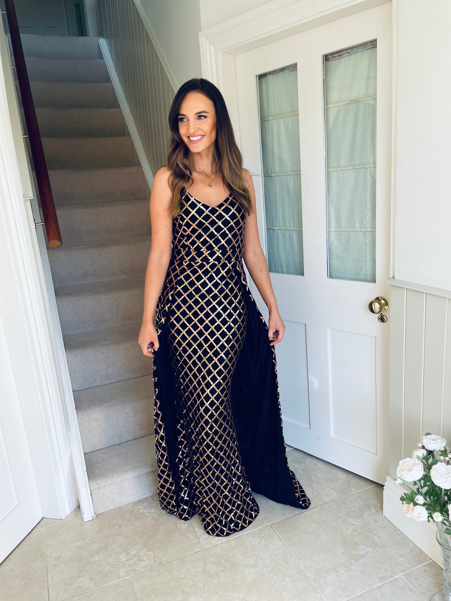 Una Dress Black & Gold