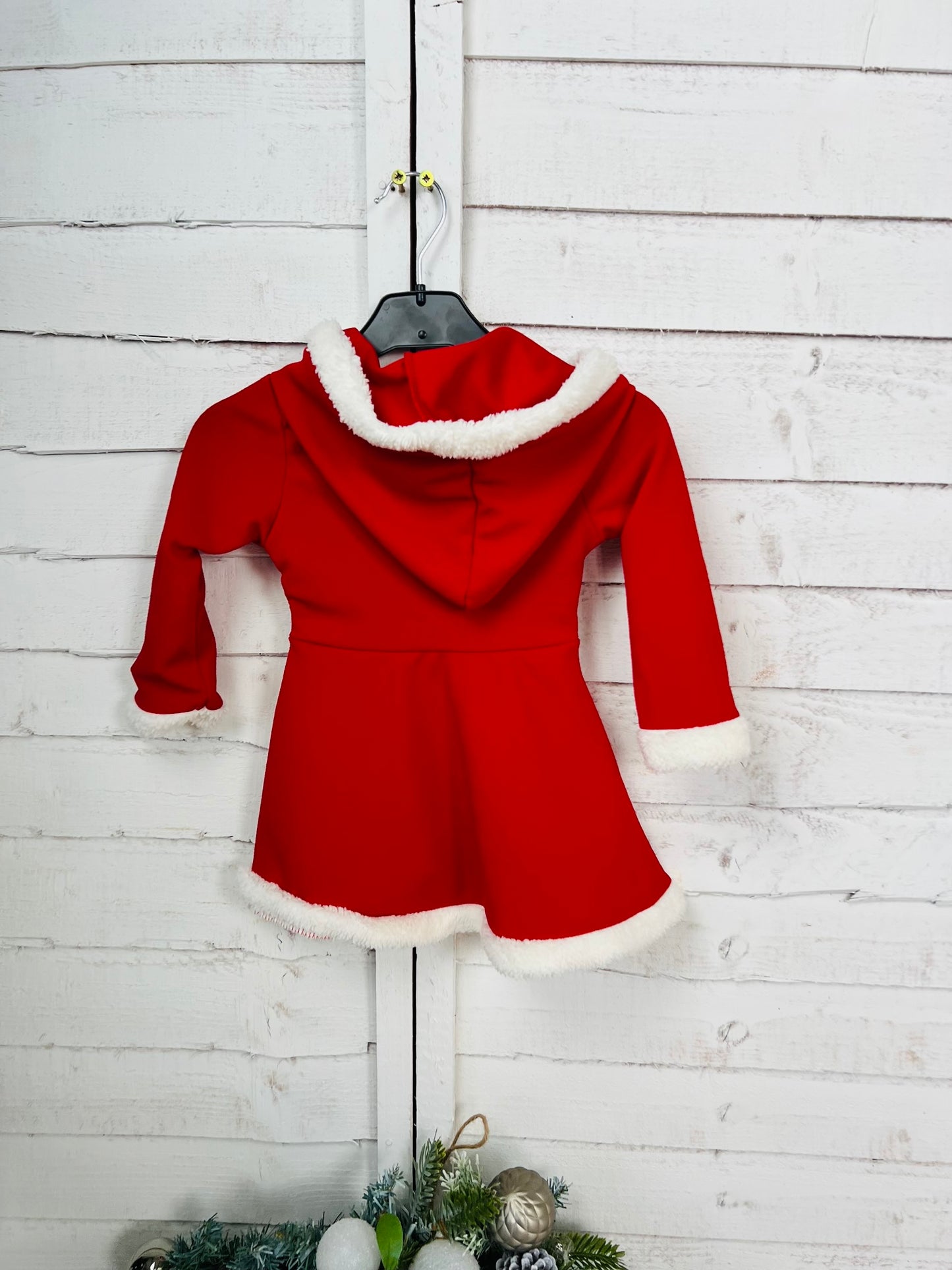 Girls Santa Dress with snowflake trim
