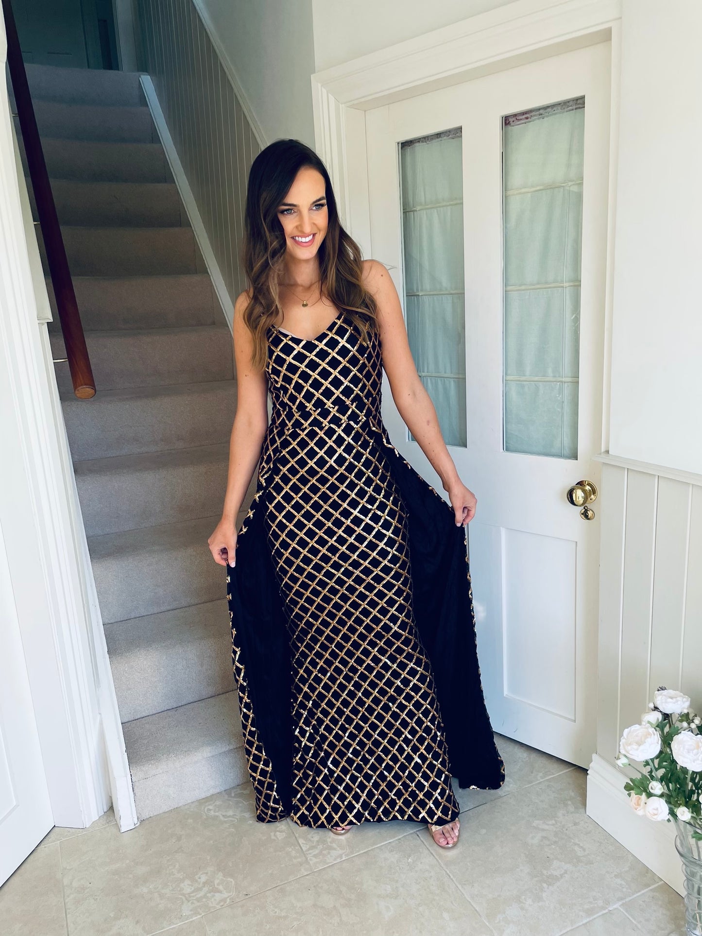 Una Dress Black & Gold